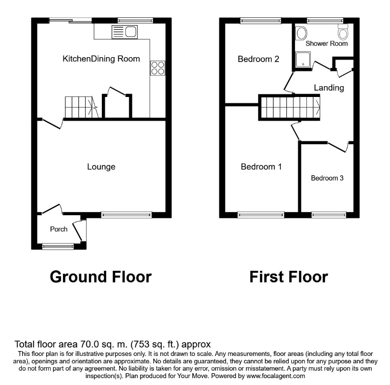 Floorplan of 3 bedroom Mid Terrace House for sale, Fir Tree Grove, Chatham, Kent, ME5