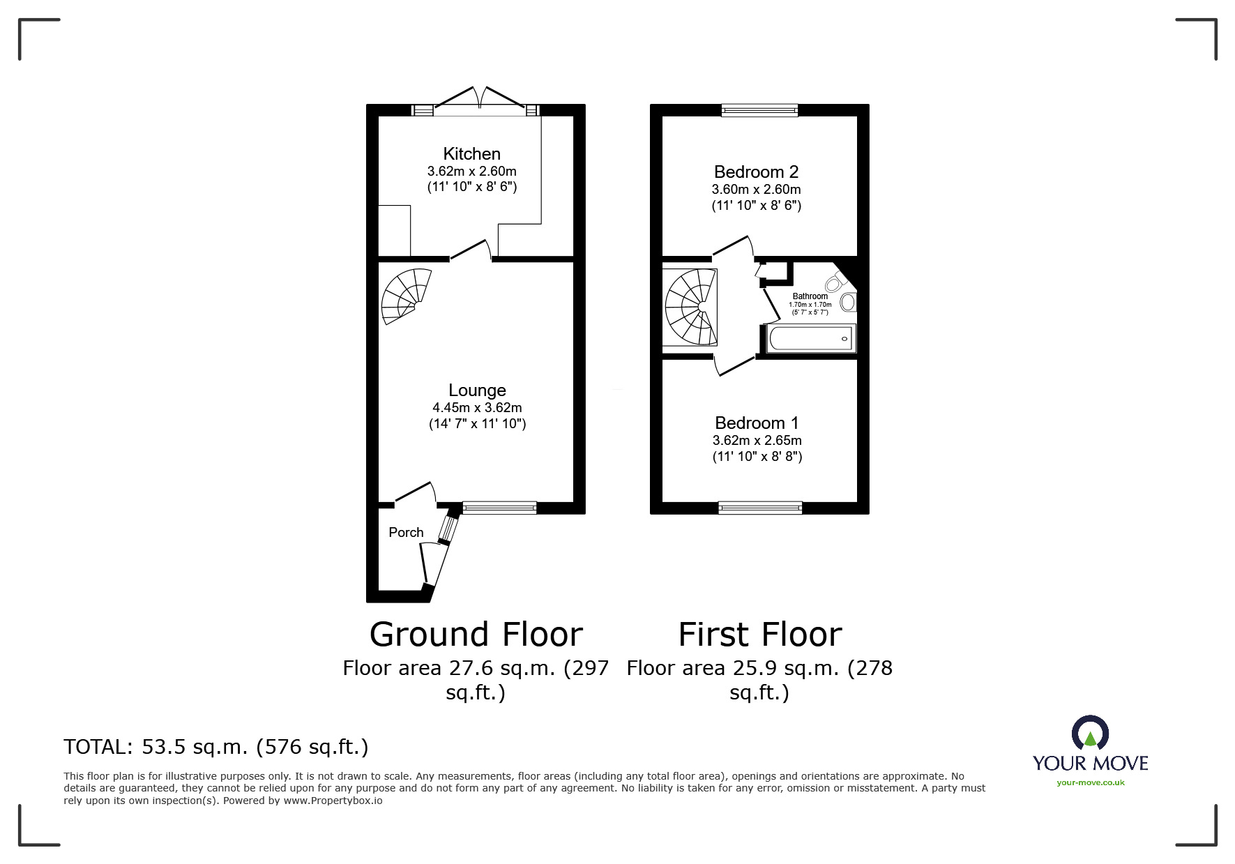 Floorplan of 2 bedroom Mid Terrace House for sale, Badger Road, Lordswood, Kent, ME5