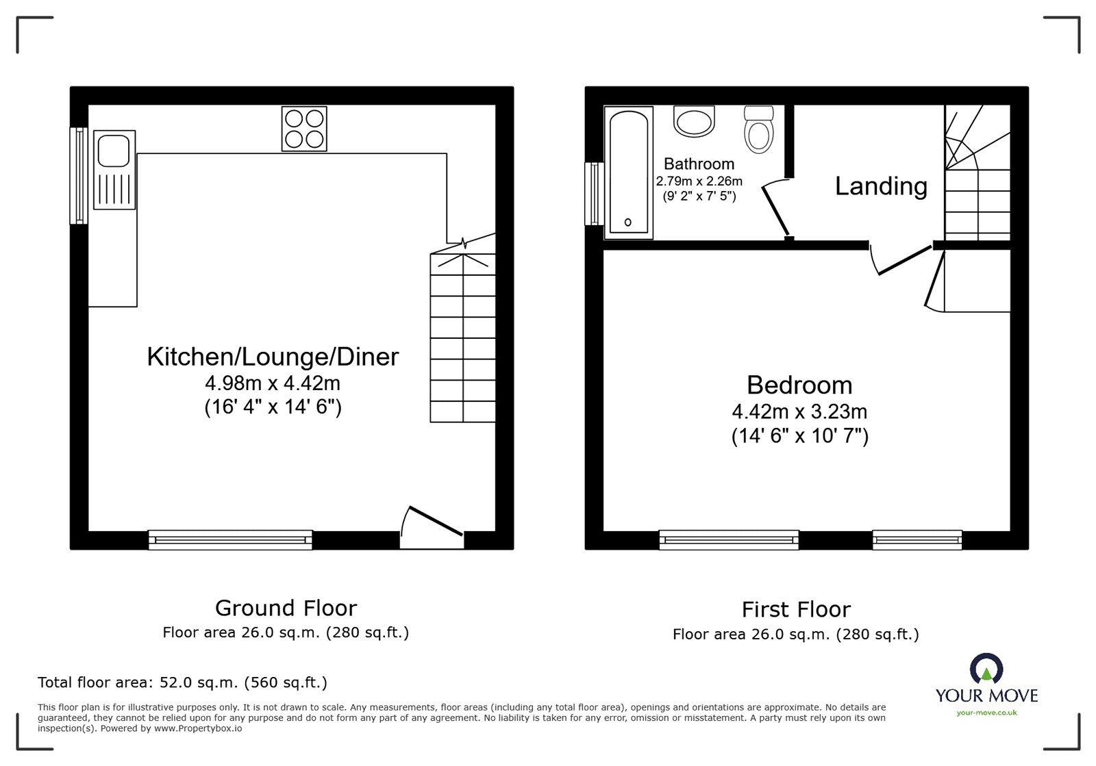 Floorplan of 1 bedroom End Terrace House for sale, Ramillies Close, Chatham, Kent, ME5