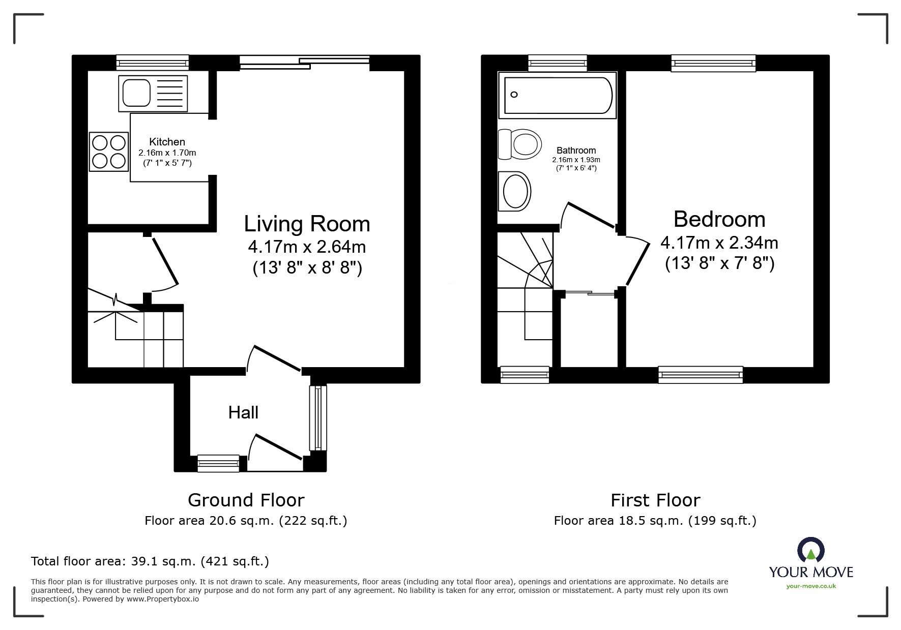 Floorplan of 1 bedroom End Terrace House for sale, Woodbury Road, Chatham, Kent, ME5