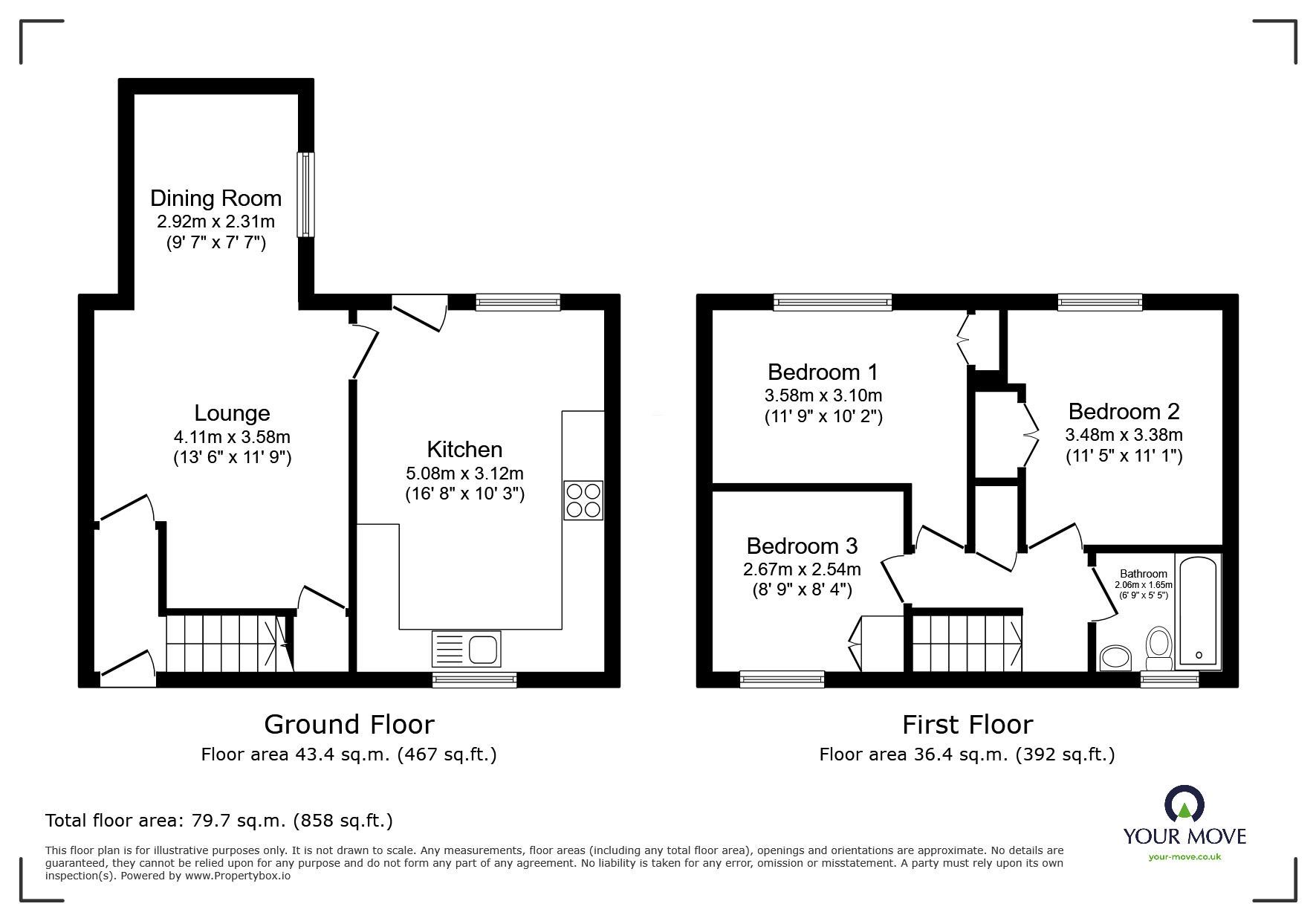 Floorplan of 3 bedroom Mid Terrace House for sale, Campion Close, Chatham, ME5