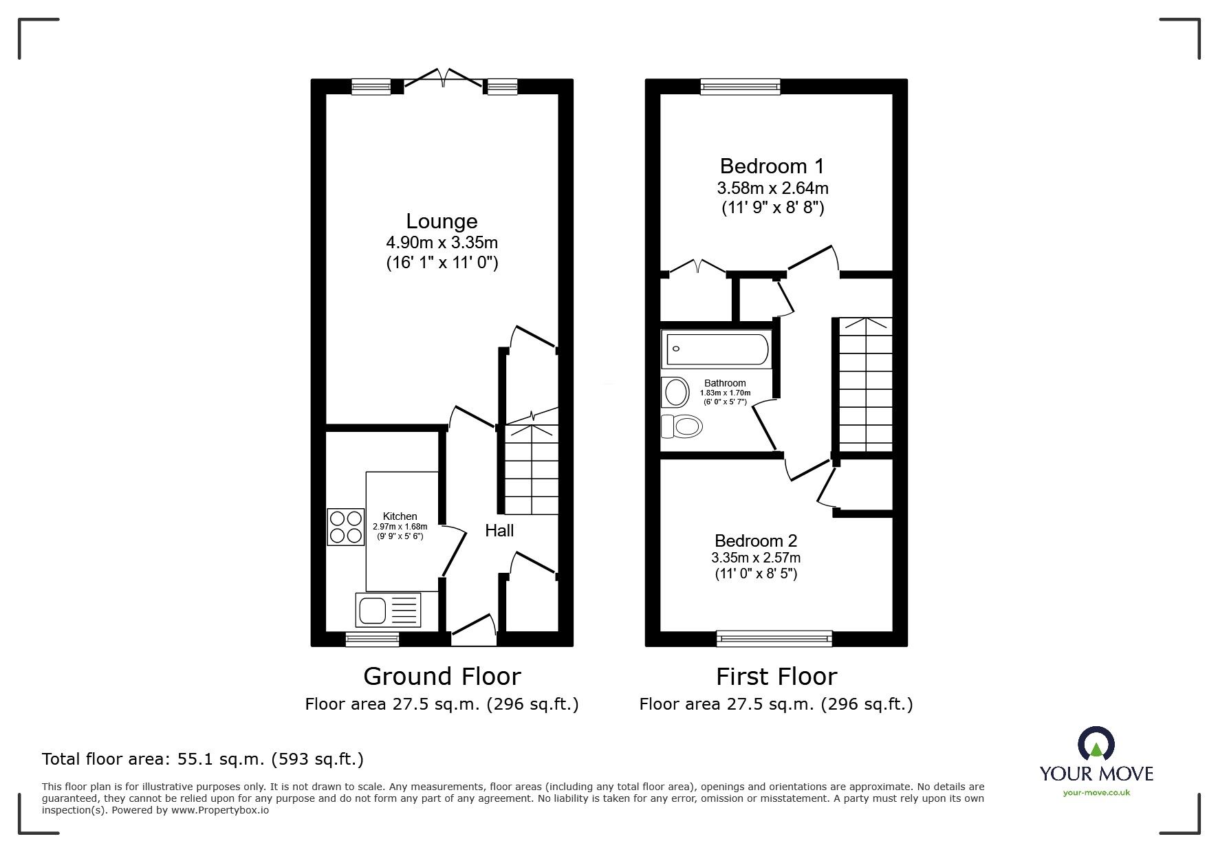 Floorplan of 2 bedroom Mid Terrace House for sale, Bentley Close, Chatham, Kent, ME5