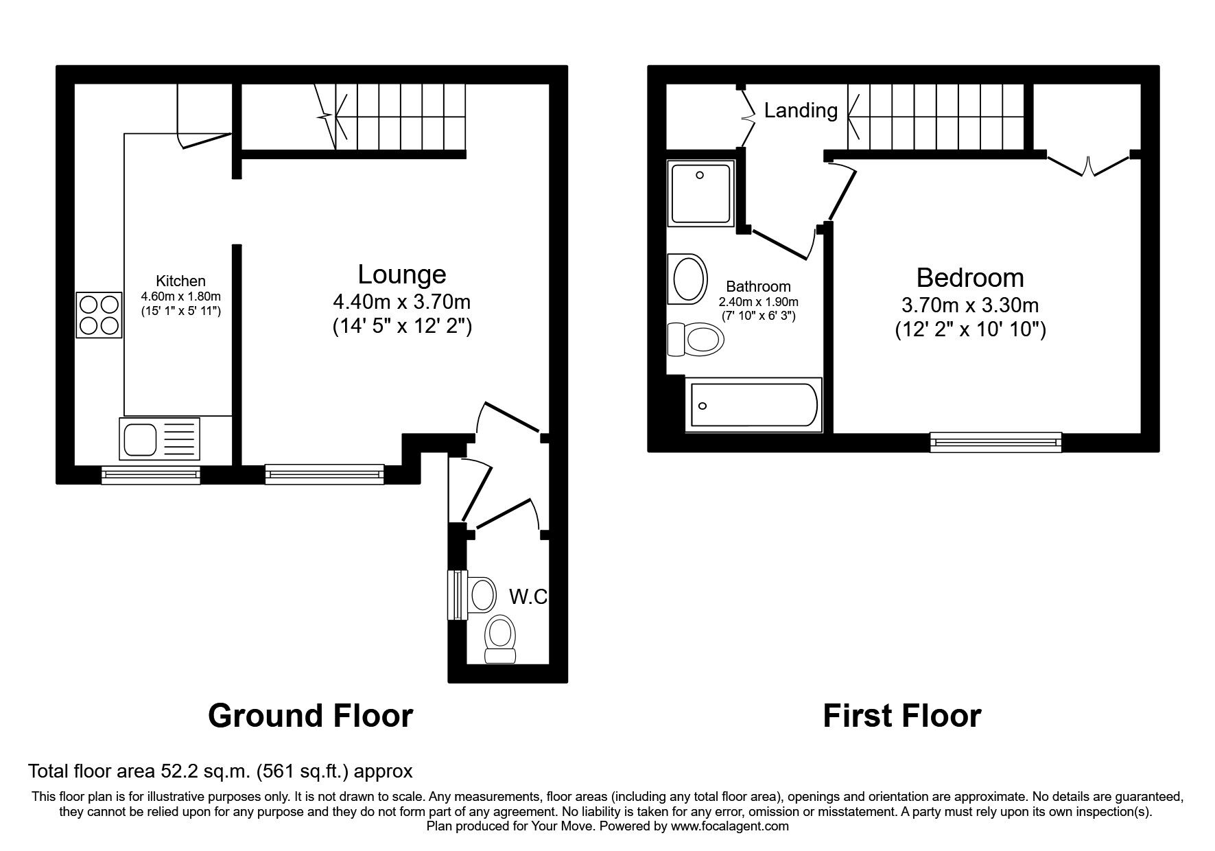 Floorplan of 1 bedroom Mid Terrace House for sale, Octavia Court Cooper Road, Lordswood, Kent, ME5