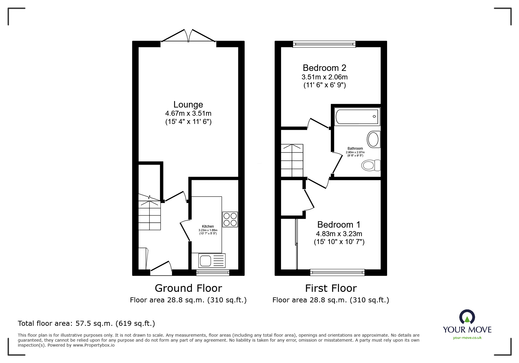 Floorplan of 2 bedroom Mid Terrace House for sale, Ramillies Close, Chatham, Kent, ME5