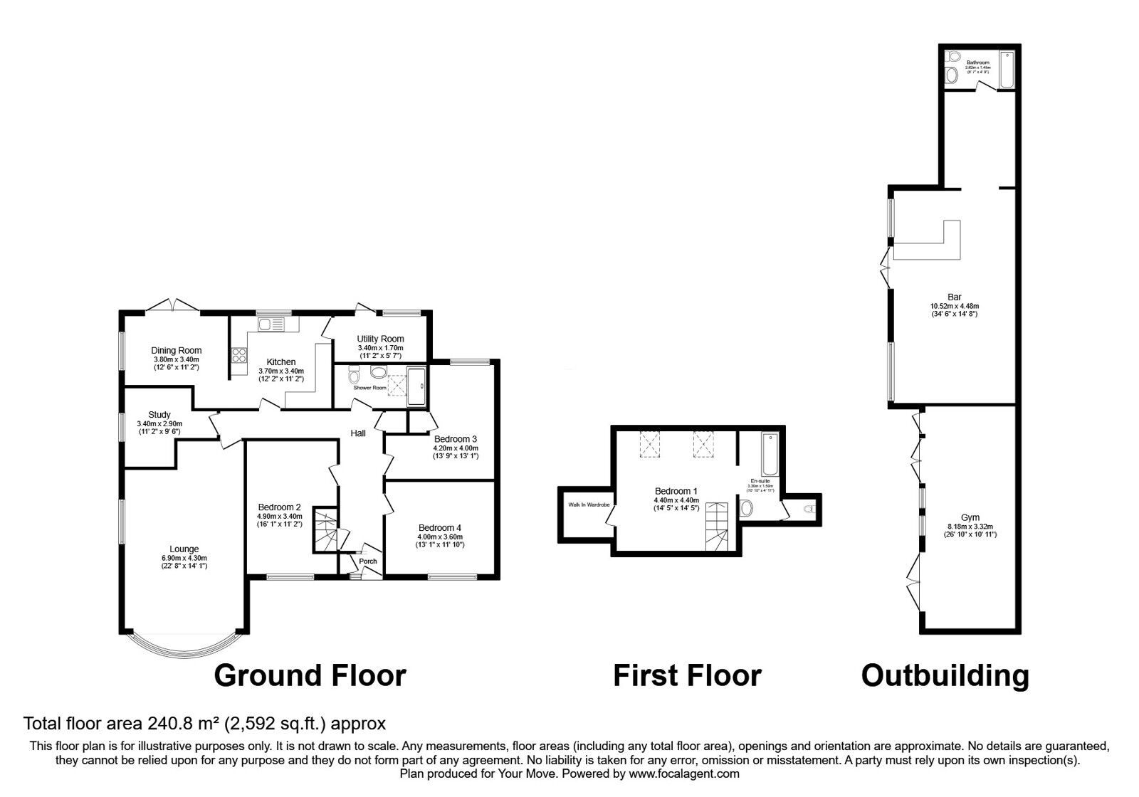 Floorplan of 4 bedroom Detached Bungalow for sale, Chestnut Avenue, Chatham, Kent, ME5