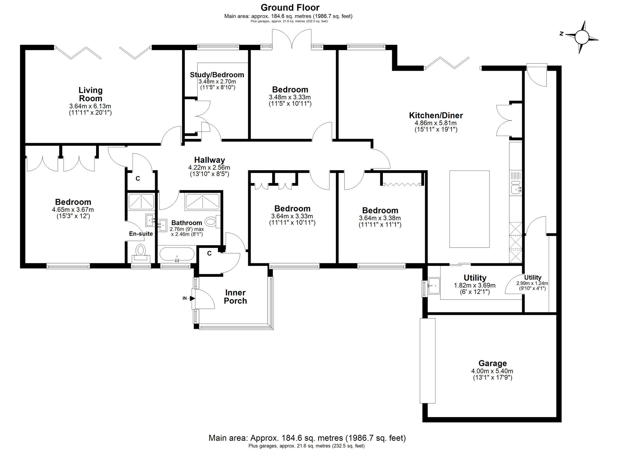 Floorplan of 5 bedroom Detached Bungalow for sale, Barleymow Close, Chatham, Kent, ME5