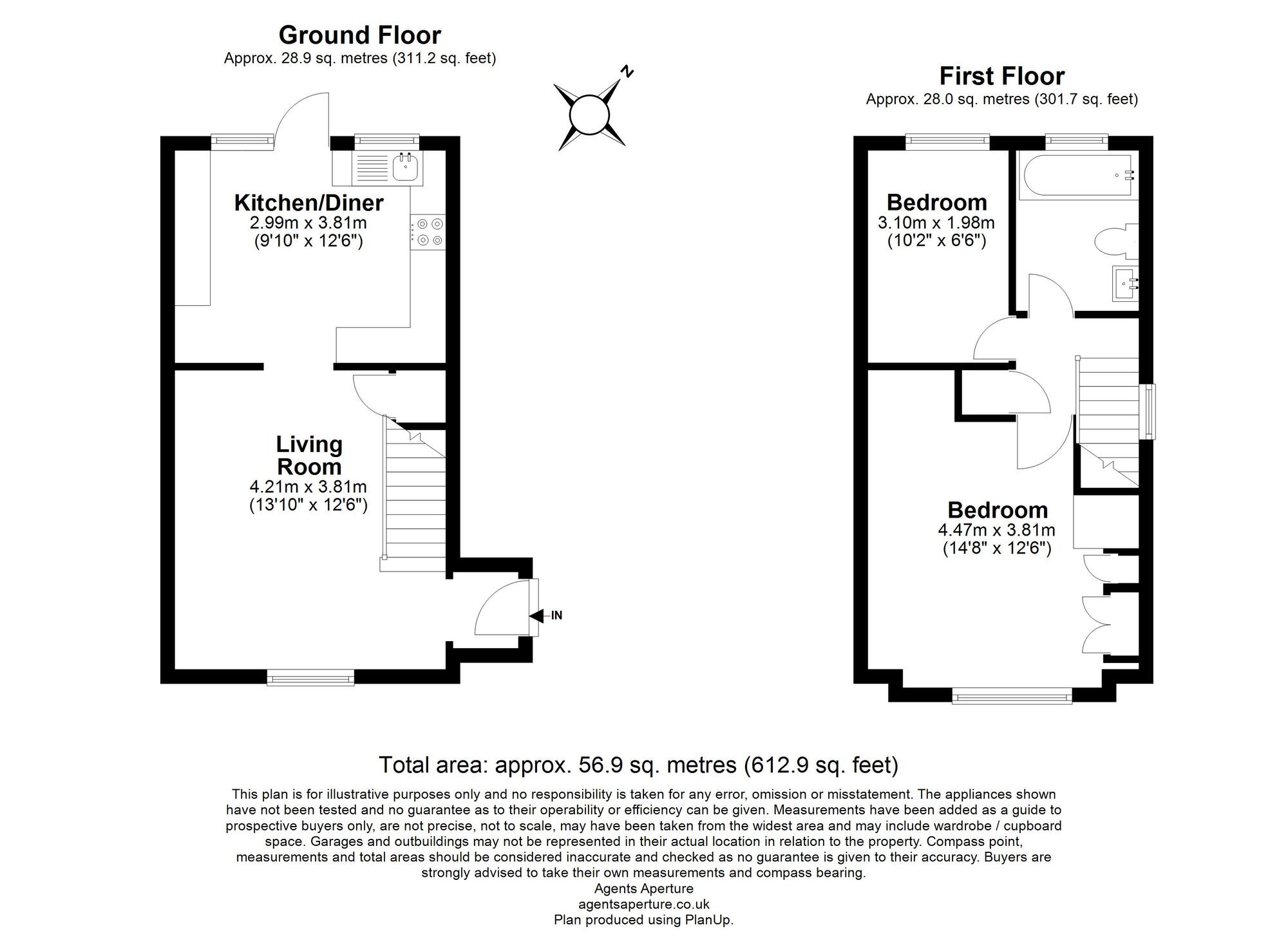 Floorplan of 2 bedroom End Terrace House for sale, Nicklaus Drive, Chatham, Kent, ME5