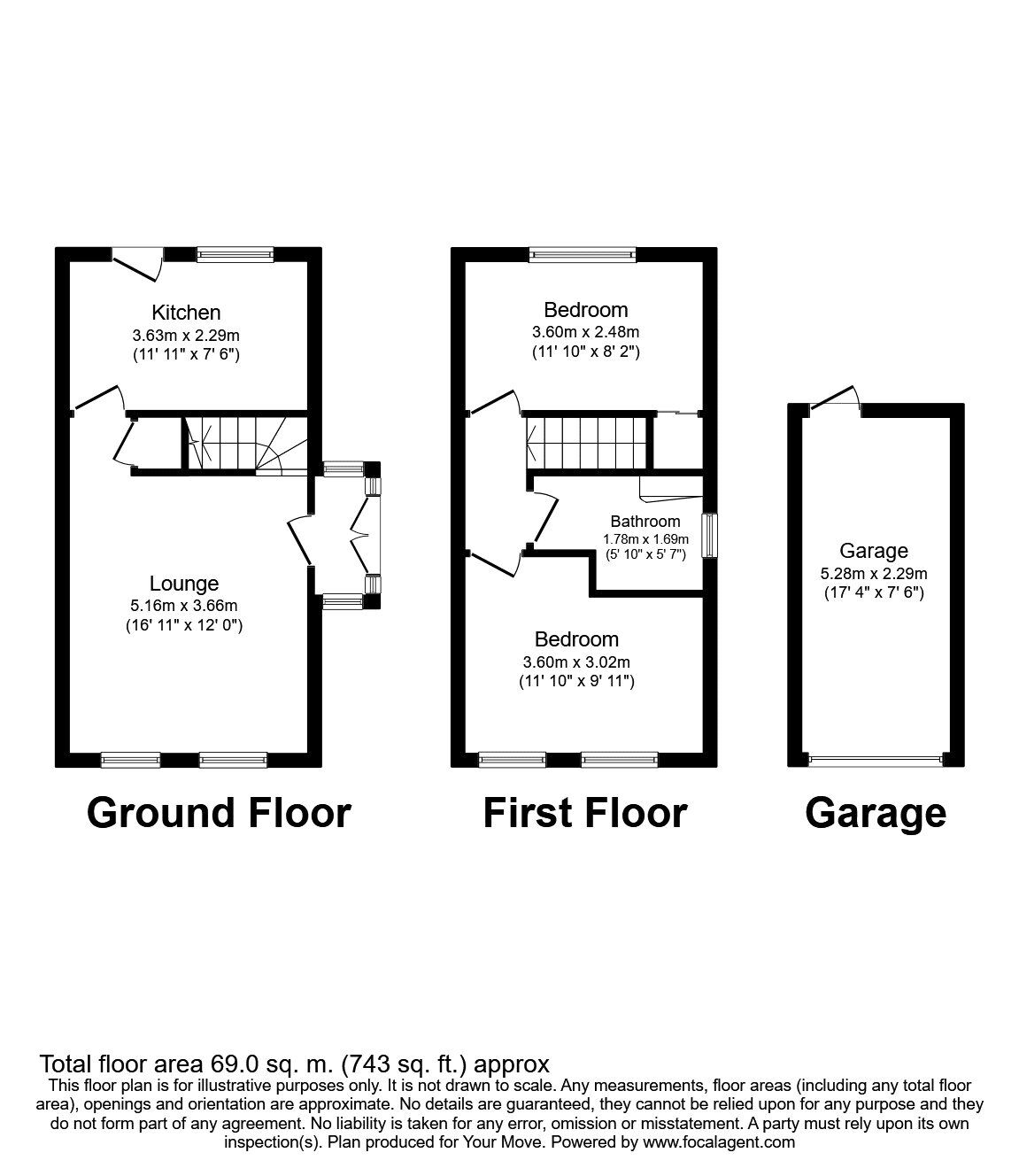 Floorplan of 2 bedroom Semi Detached House for sale, Sadlers Close, Chatham, Kent, ME5