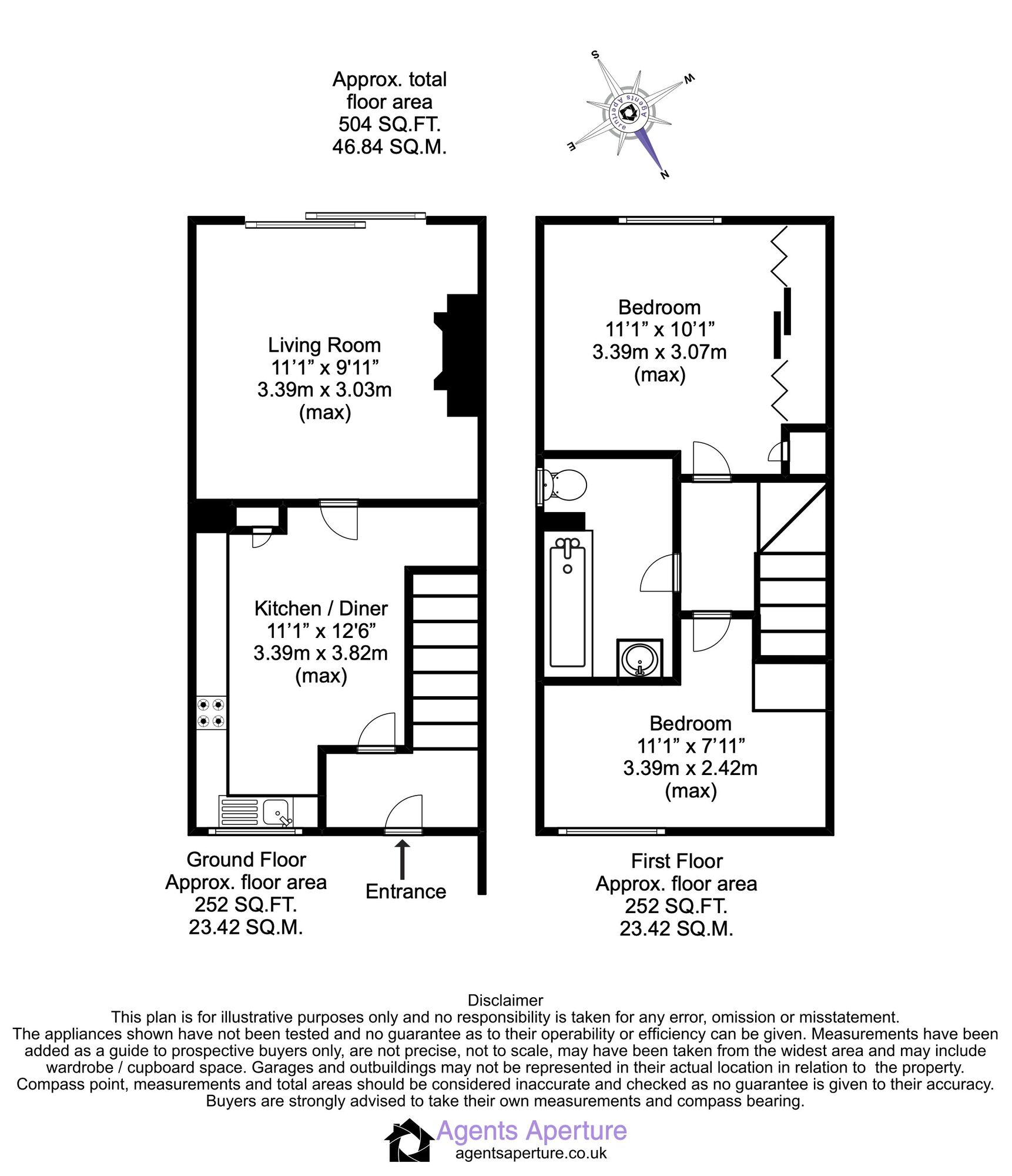 Floorplan of 2 bedroom End Terrace House for sale, Kingston Crescent, Chatham, Kent, ME5