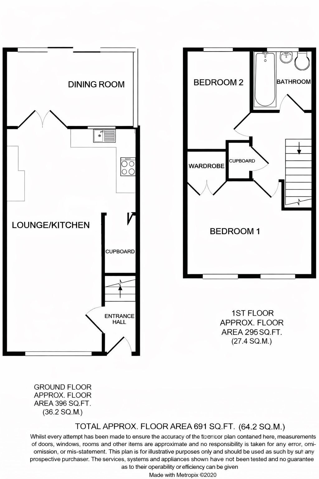 Floorplan of 2 bedroom Semi Detached House for sale, Woodbury Road, Chatham, Kent, ME5