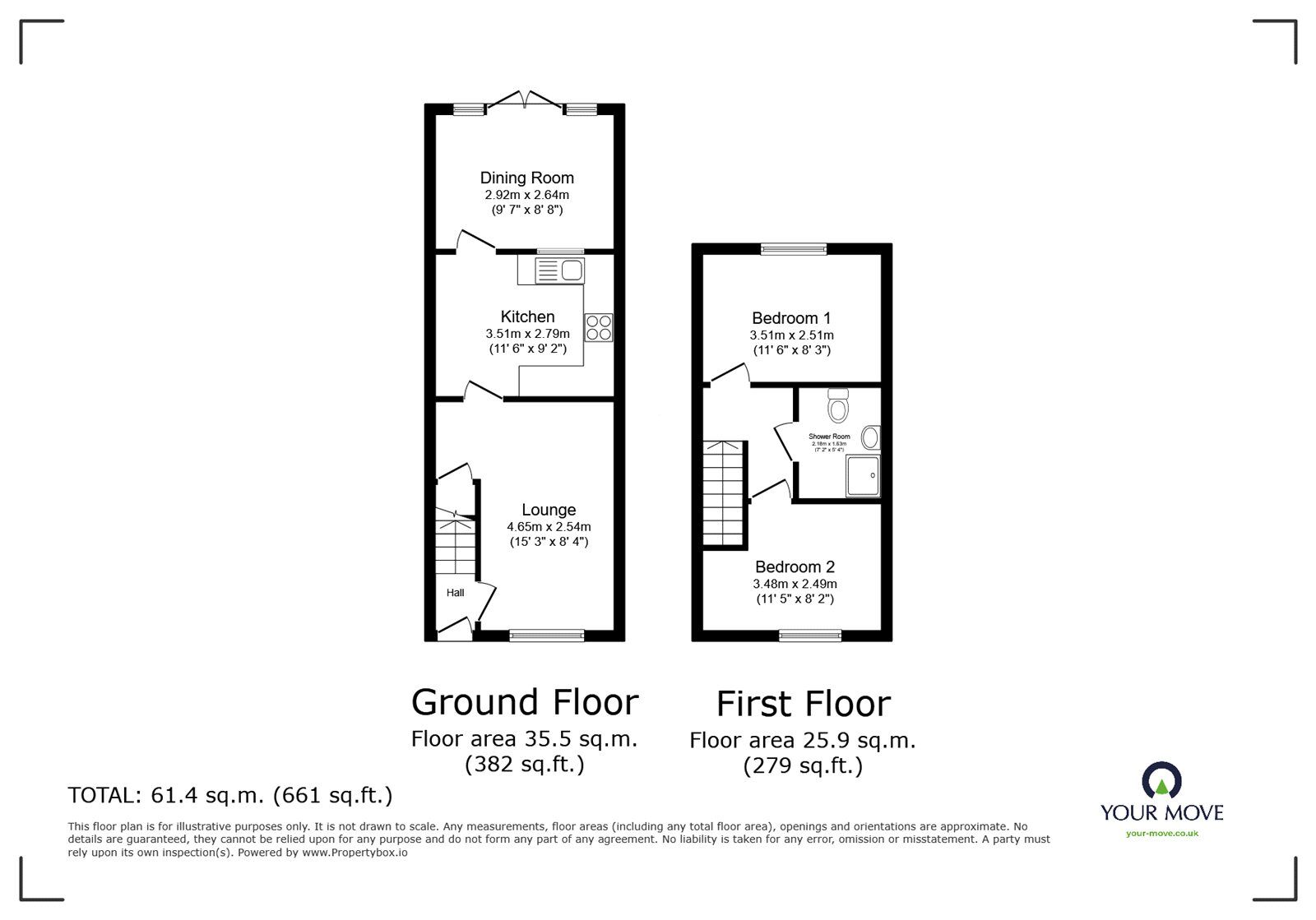 Floorplan of 2 bedroom Mid Terrace House for sale, Spenlow Drive, Walderslade Woods, Kent, ME5