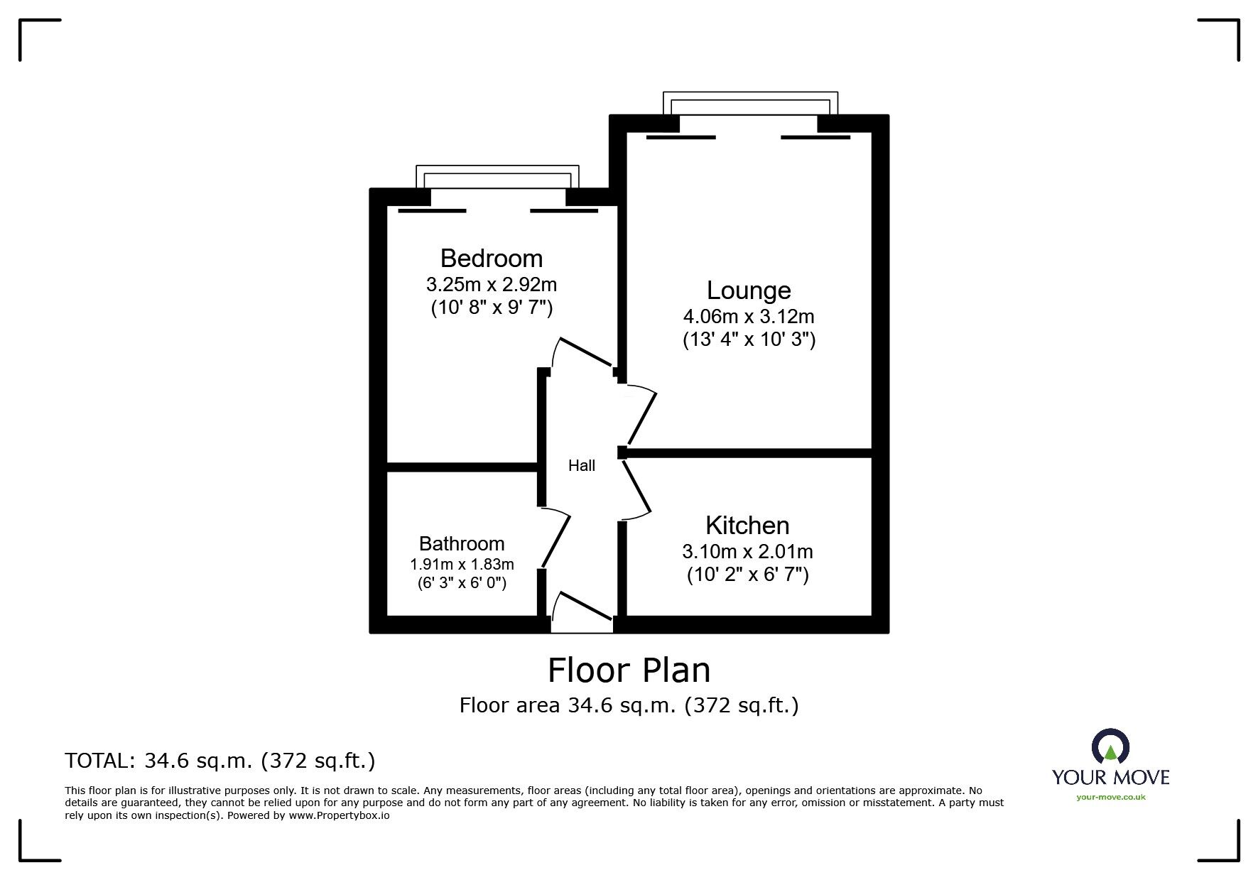 Floorplan of 1 bedroom Flat for sale, Edward Court, Capstone Road, Kent, ME5