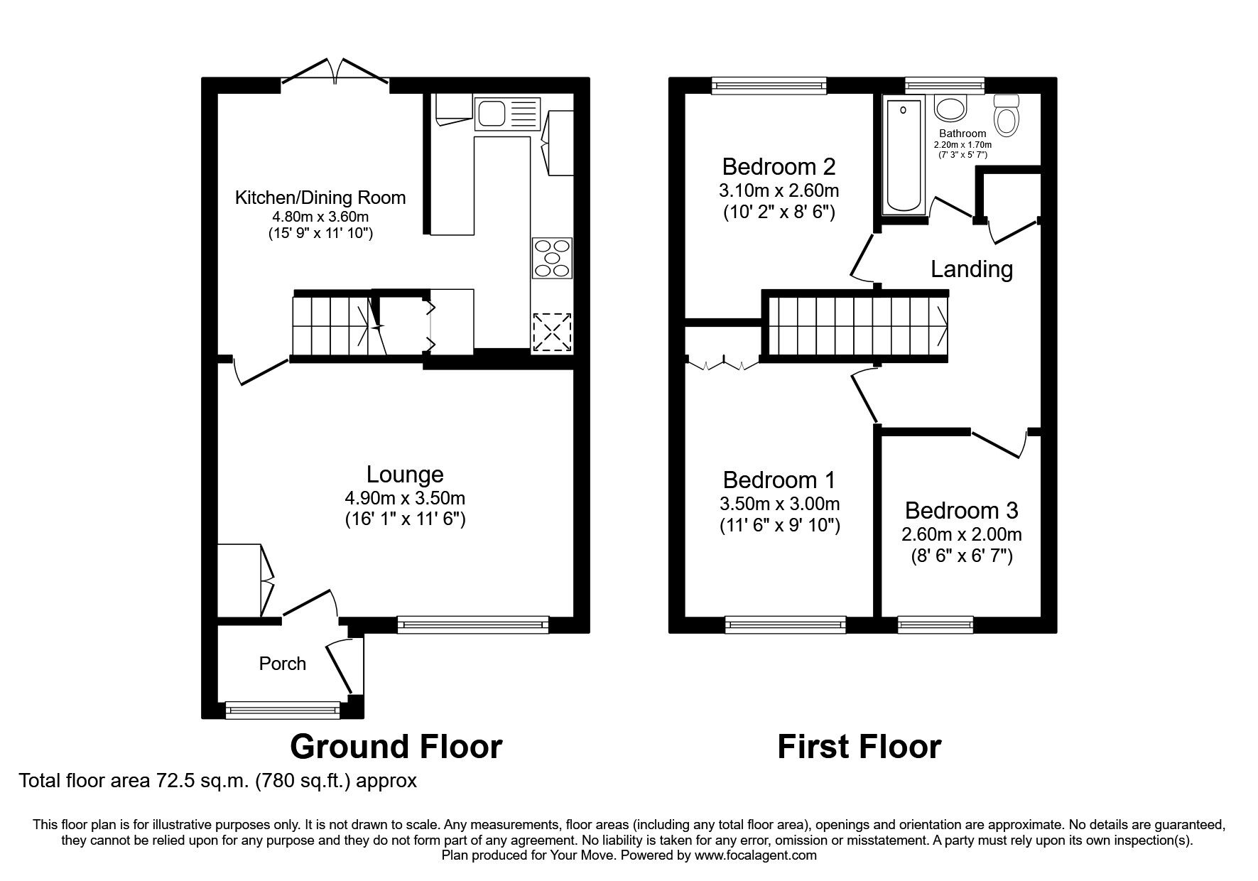 Floorplan of 3 bedroom Mid Terrace House for sale, Pinewood Drive, Chatham, Kent, ME5