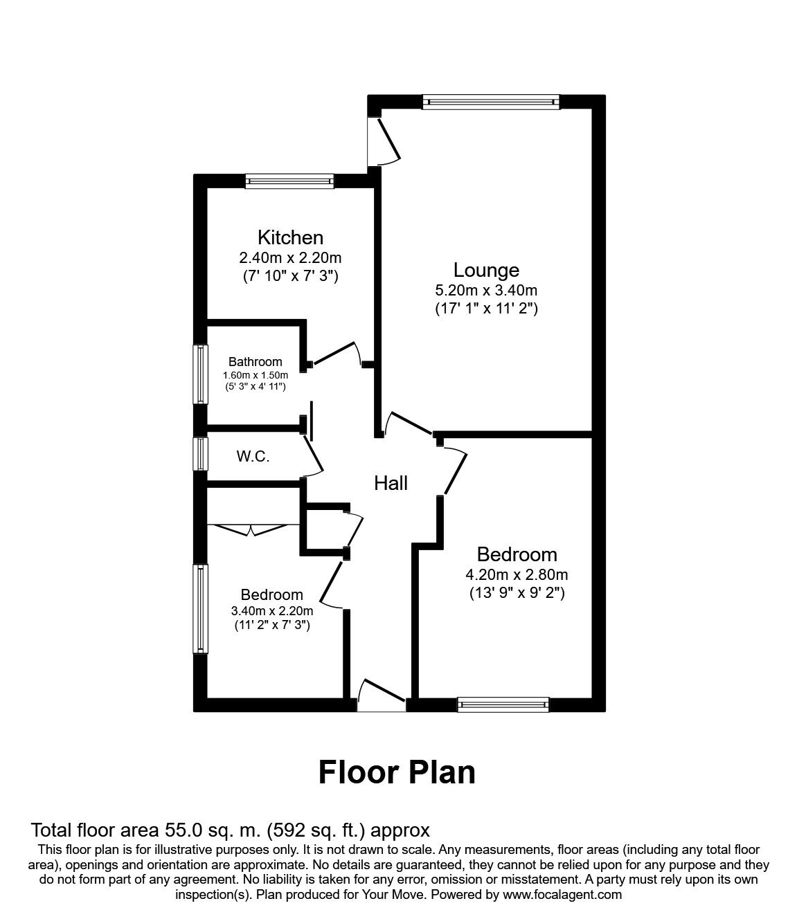 Floorplan of 2 bedroom Flat to rent, Flat 2 21 Beechworth Road, Havant, Hampshire, PO9