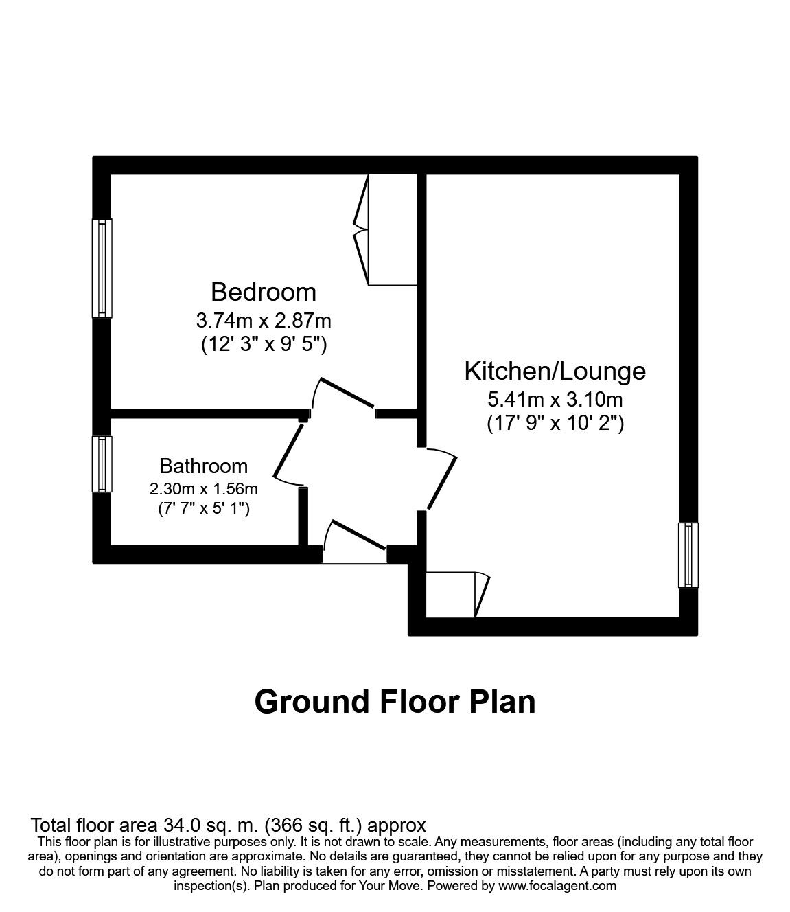 Floorplan of 1 bedroom  Flat to rent, Flat 2 1a Beechworth Road, Havant, Hampshire, PO9