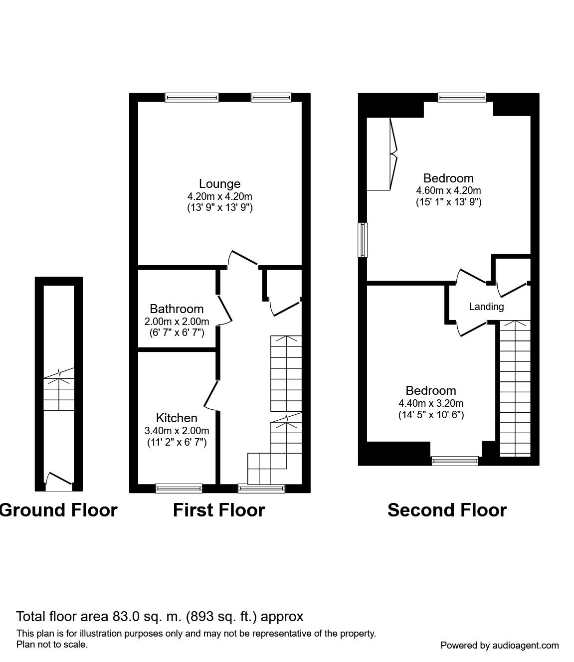 Floorplan of 2 bedroom Flat to rent, Billys Copse, Havant, Hampshire, PO9