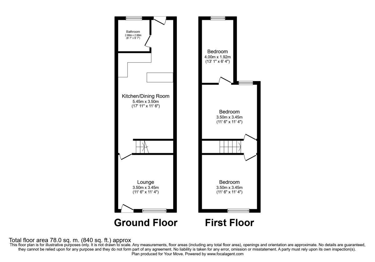 Floorplan of 2 bedroom Mid Terrace House to rent, Cardiff Road, Watford, WD18