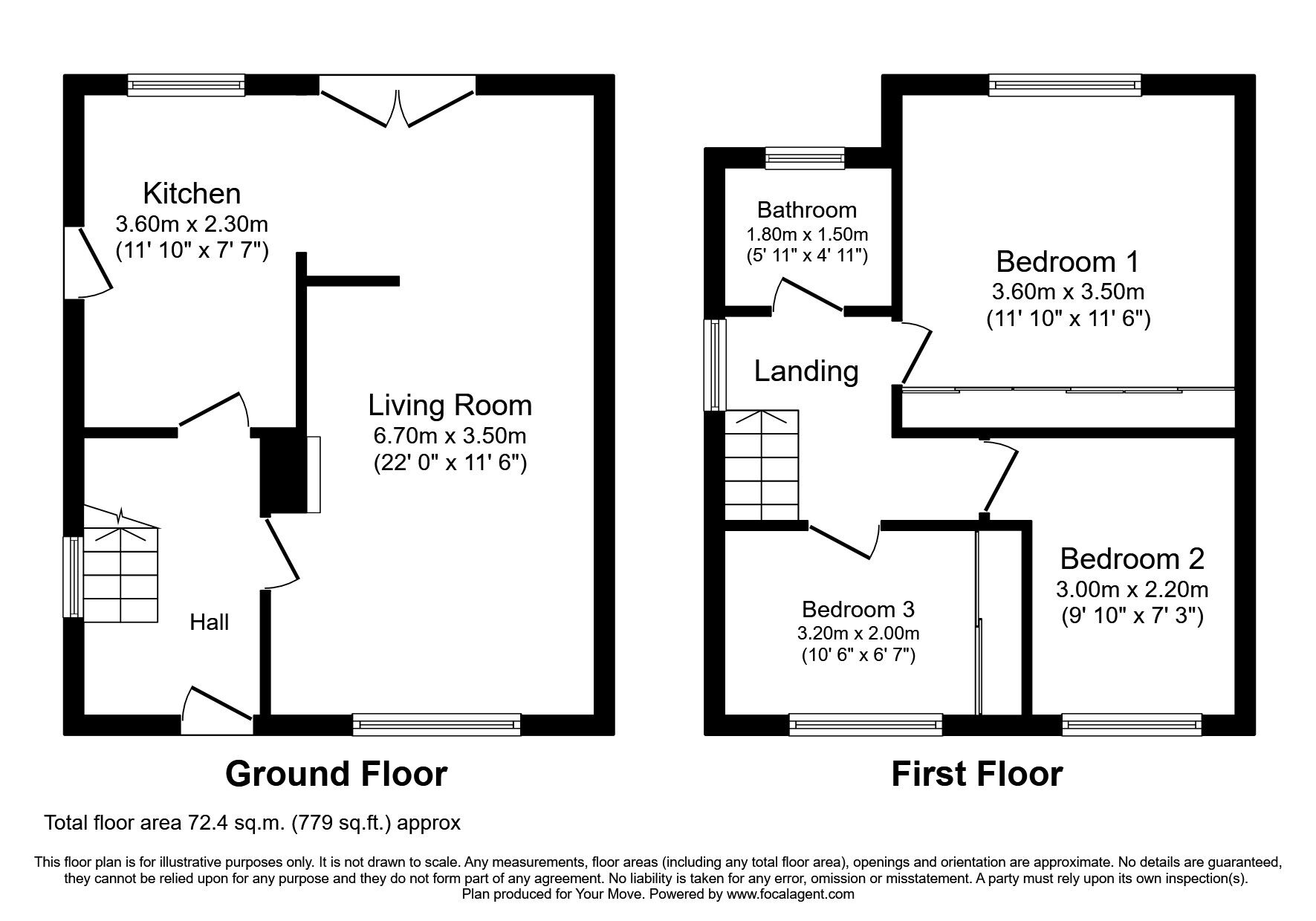 Floorplan of 3 bedroom  House to rent, Little Bushey Lane, Bushey, Hertfordshire, WD23