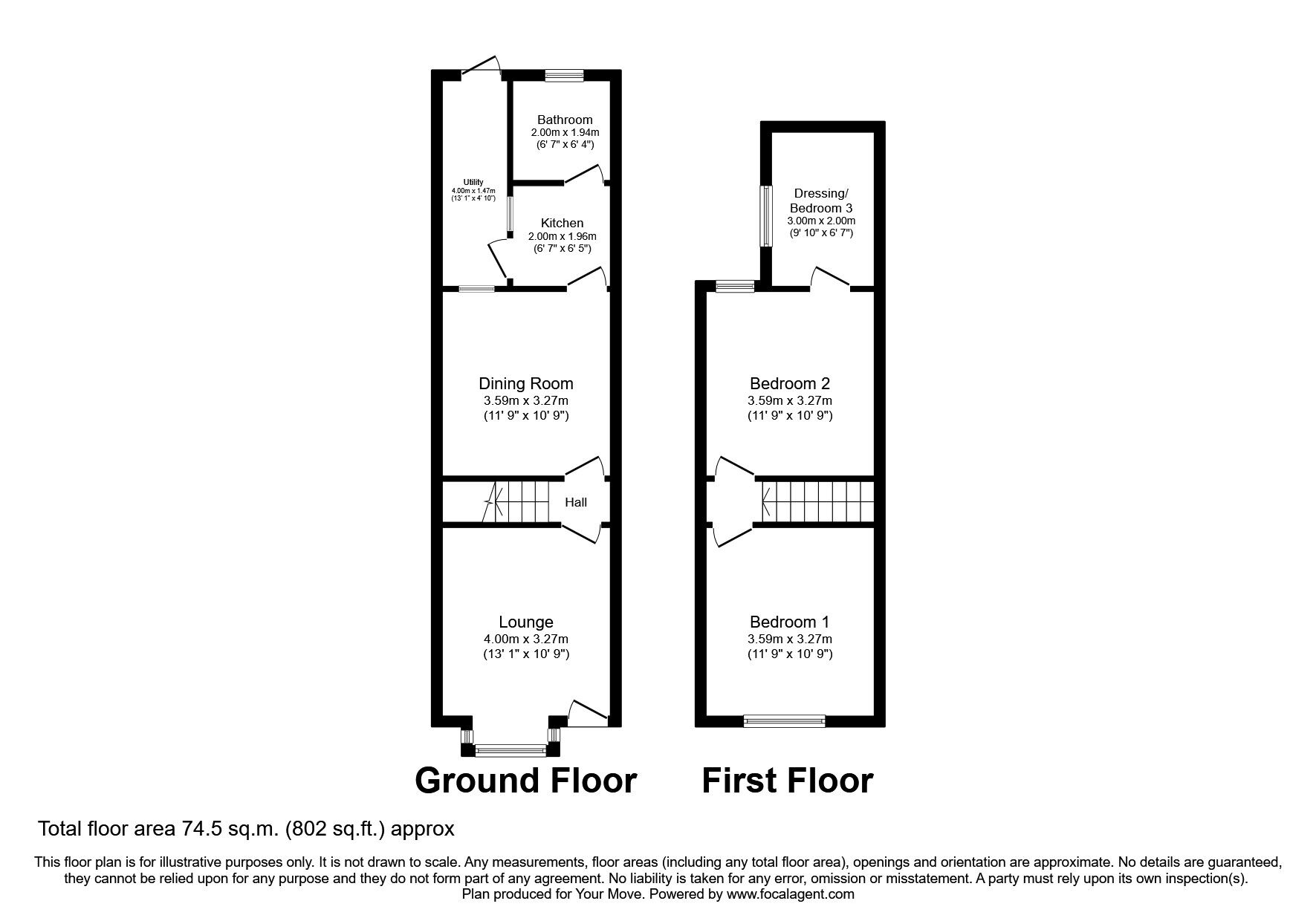 Floorplan of 3 bedroom Mid Terrace House to rent, Brightwell Road, Watford, Hertfordshire, WD18