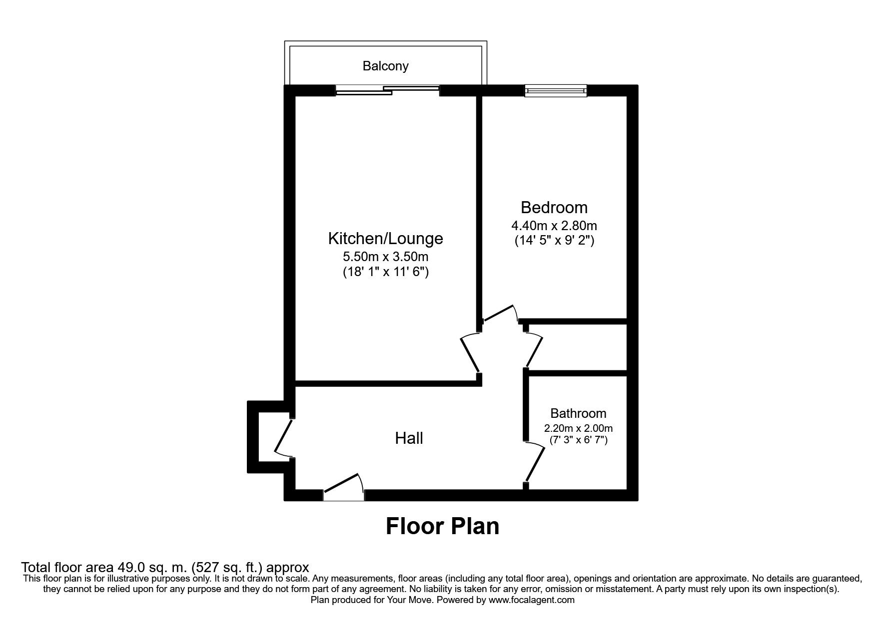Floorplan of 1 bedroom  Flat for sale, Loates Lane, Watford, Hertfordshire, WD17
