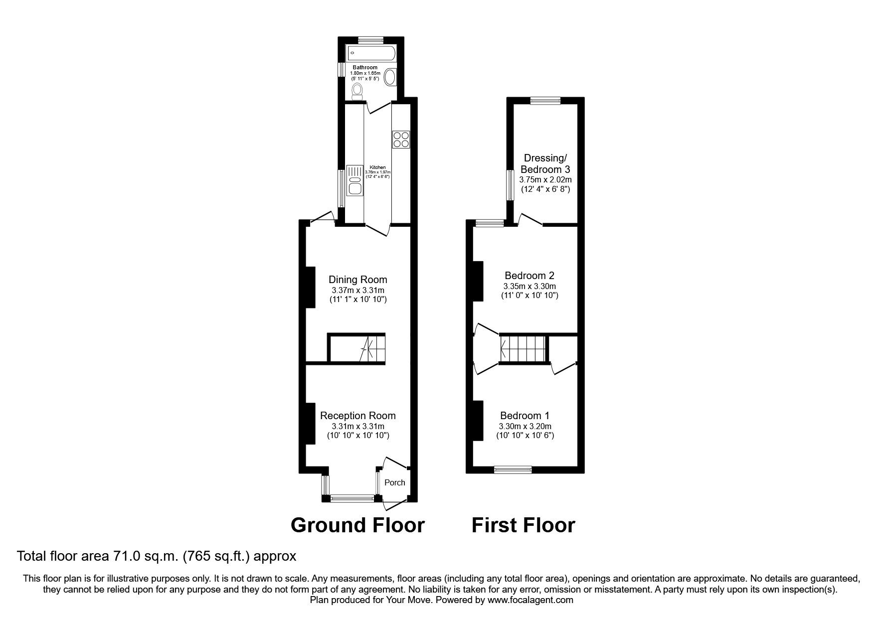 Floorplan of 3 bedroom Mid Terrace House for sale, Leavesden Road, Watford, Hertfordshire, WD24
