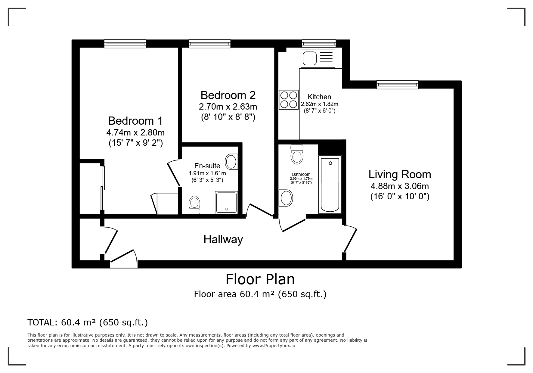 Floorplan of 2 bedroom  Flat for sale, Hardings Close, Hemel Hempstead, Hertfordshire, HP3