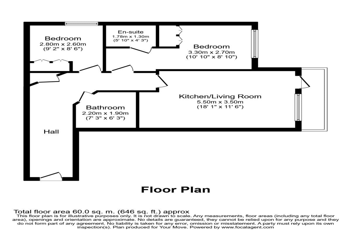 Floorplan of 2 bedroom Flat for sale, Wilmington Close, Watford, WD18