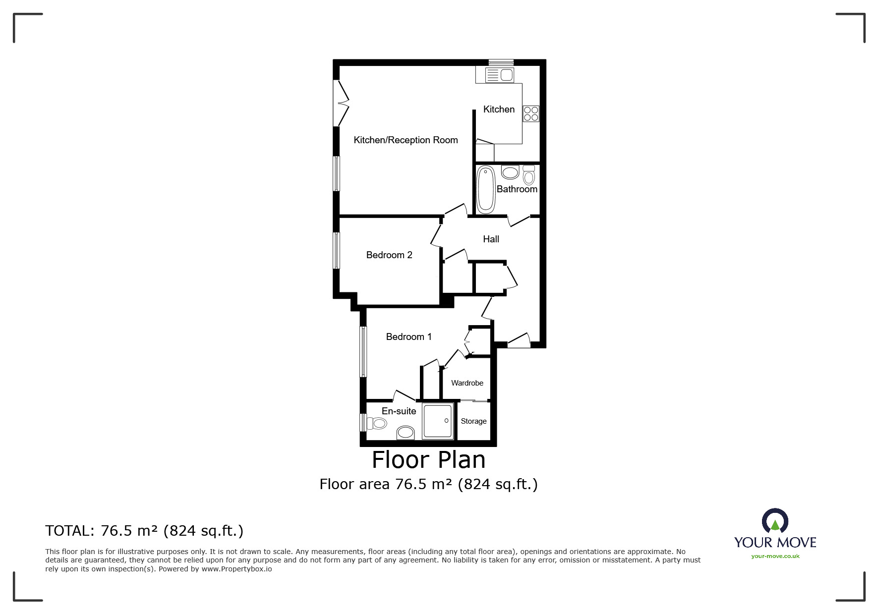 Floorplan of 2 bedroom  Flat for sale, Grandfield Avenue, Watford, Hertfordshire, WD17