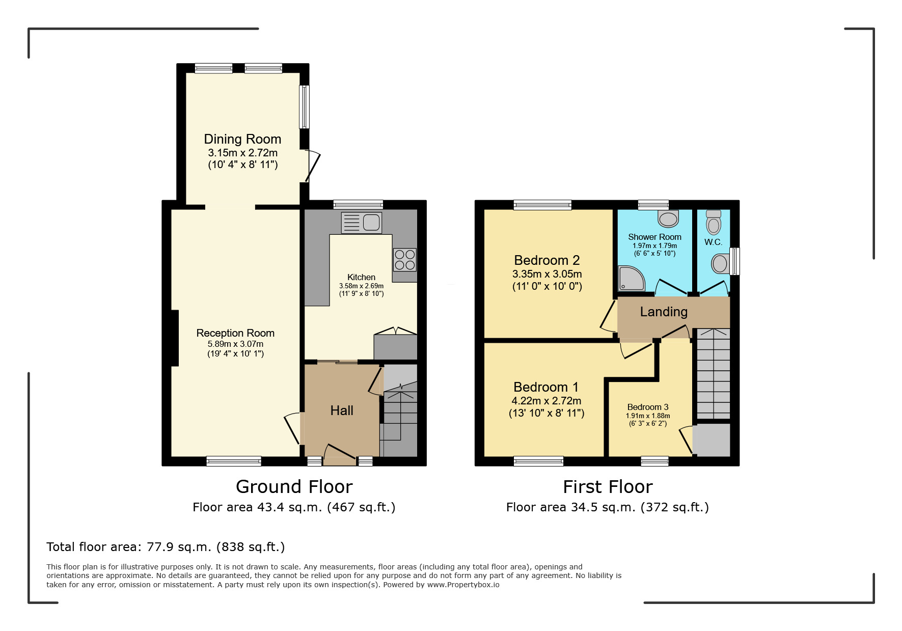 Floorplan of 3 bedroom Mid Terrace House for sale, Lea Bushes, Watford, Hertfordshire, WD25