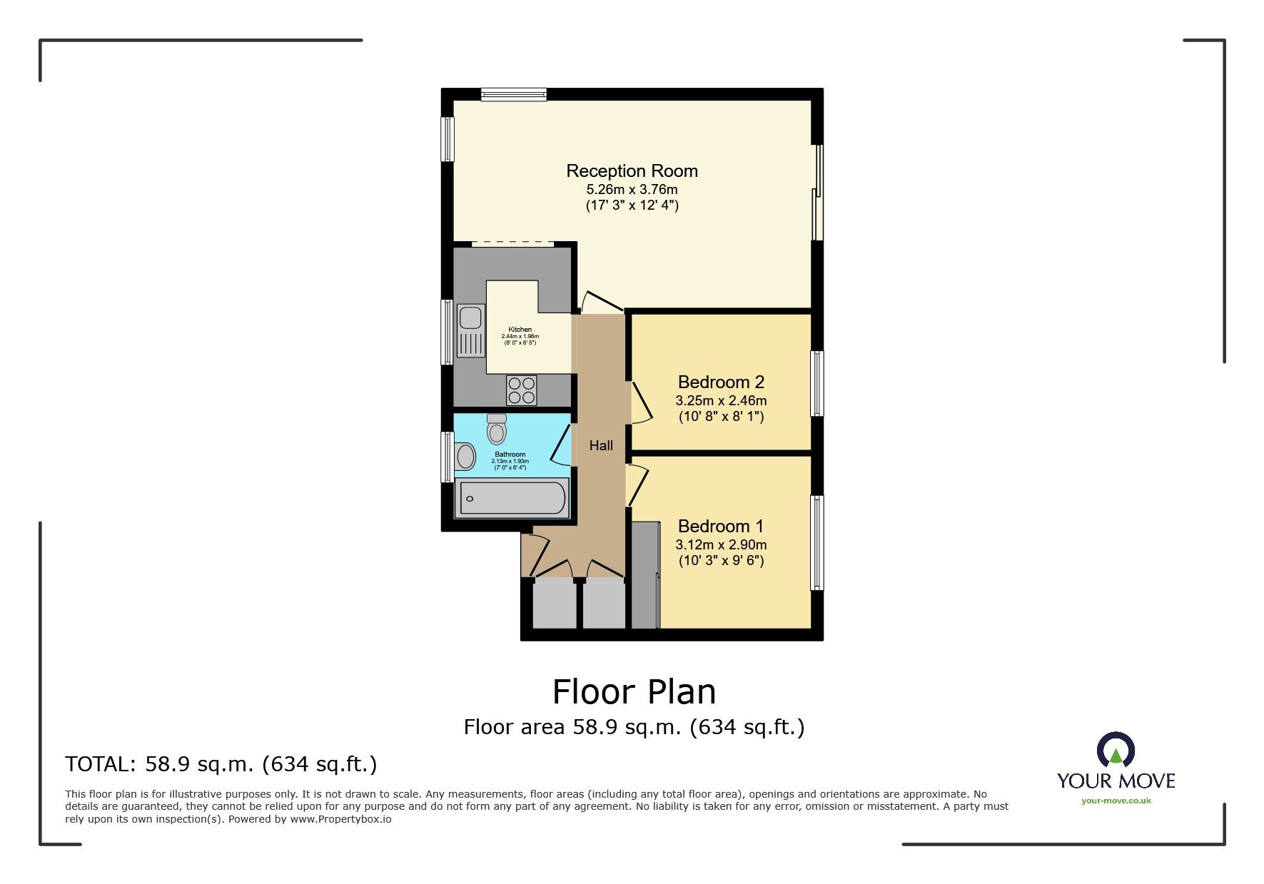 Floorplan of 2 bedroom  Flat for sale, Rickmansworth Road, Watford, Hertfordshire, WD18
