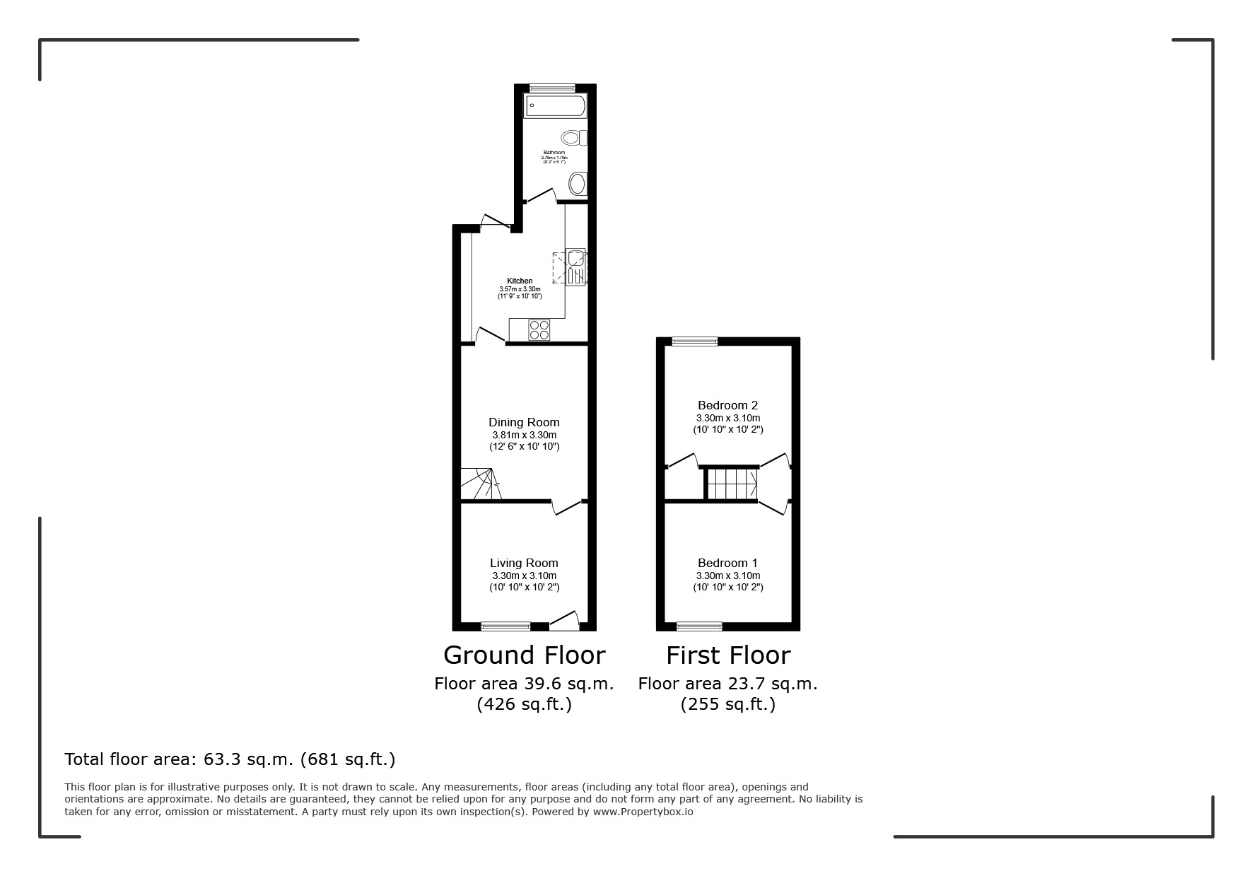 Floorplan of 2 bedroom Mid Terrace House for sale, Fearnley Street, Watford, Hertfordshire, WD18