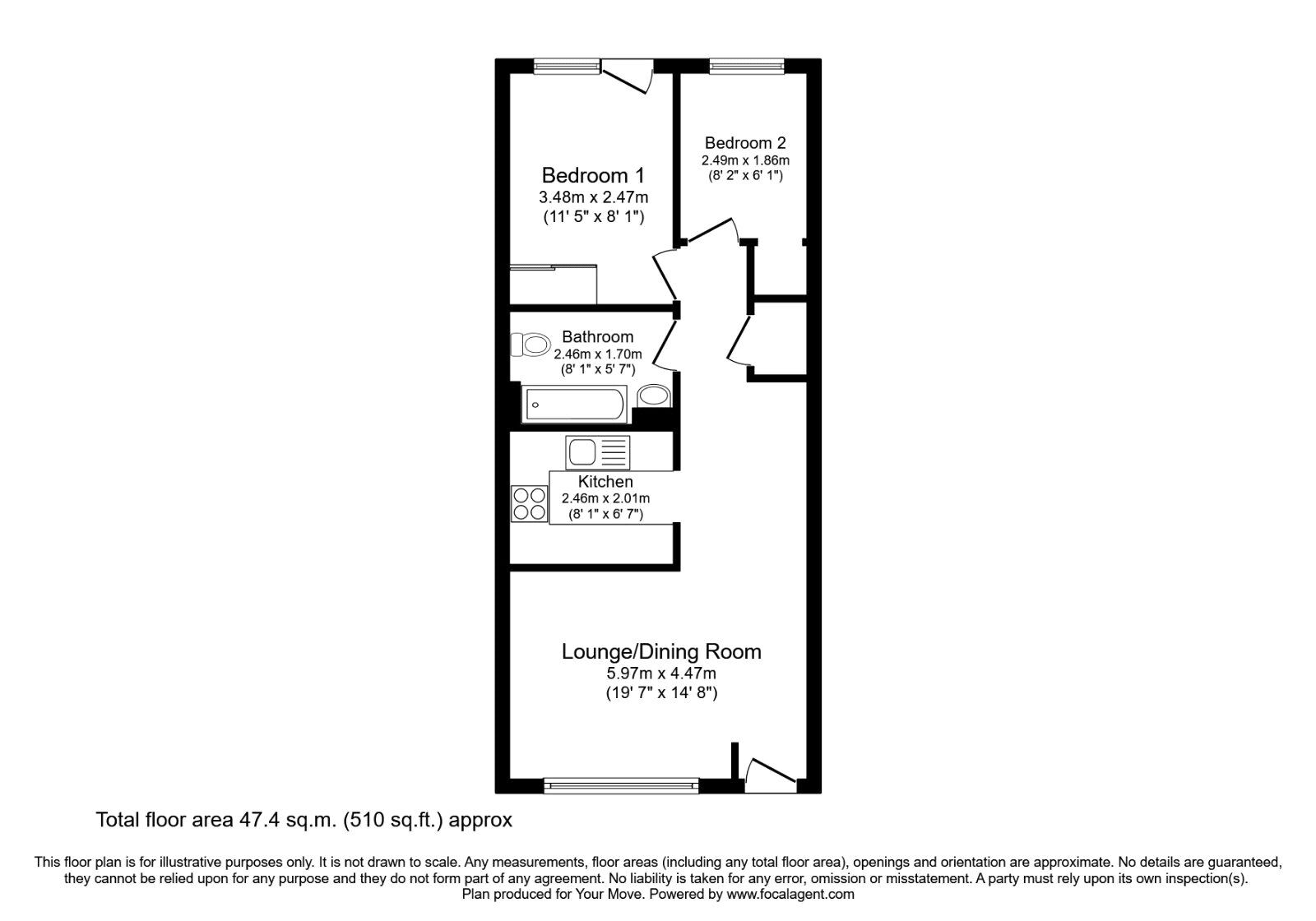 Floorplan of 2 bedroom  Flat for sale, Royal Court, Hemel Hempstead, Hertfordshire, HP3