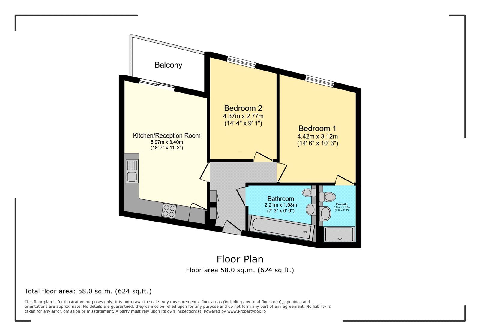 Floorplan of 2 bedroom  Flat for sale, Loates Lane, Watford, Hertfordshire, WD17
