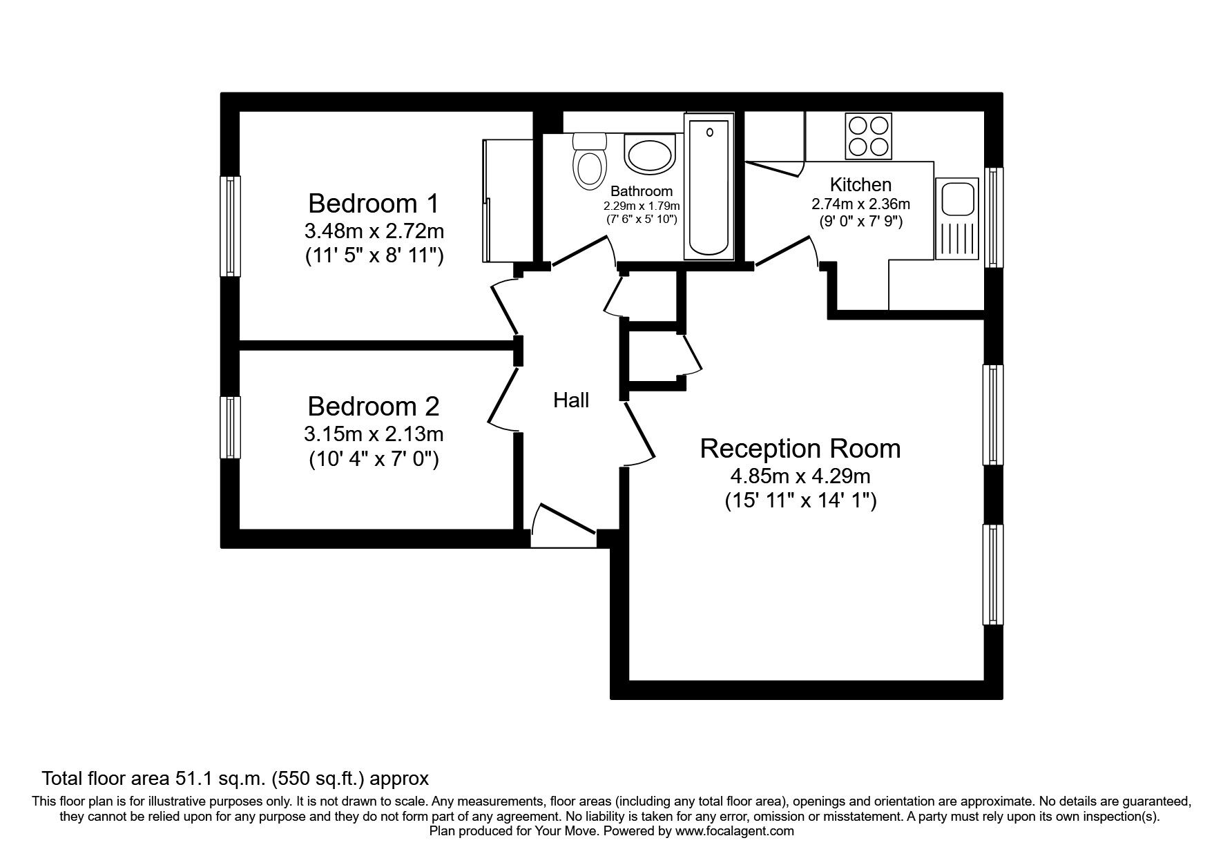 Floorplan of 2 bedroom  Flat for sale, Scammell Way, Watford, Hertfordshire, WD18