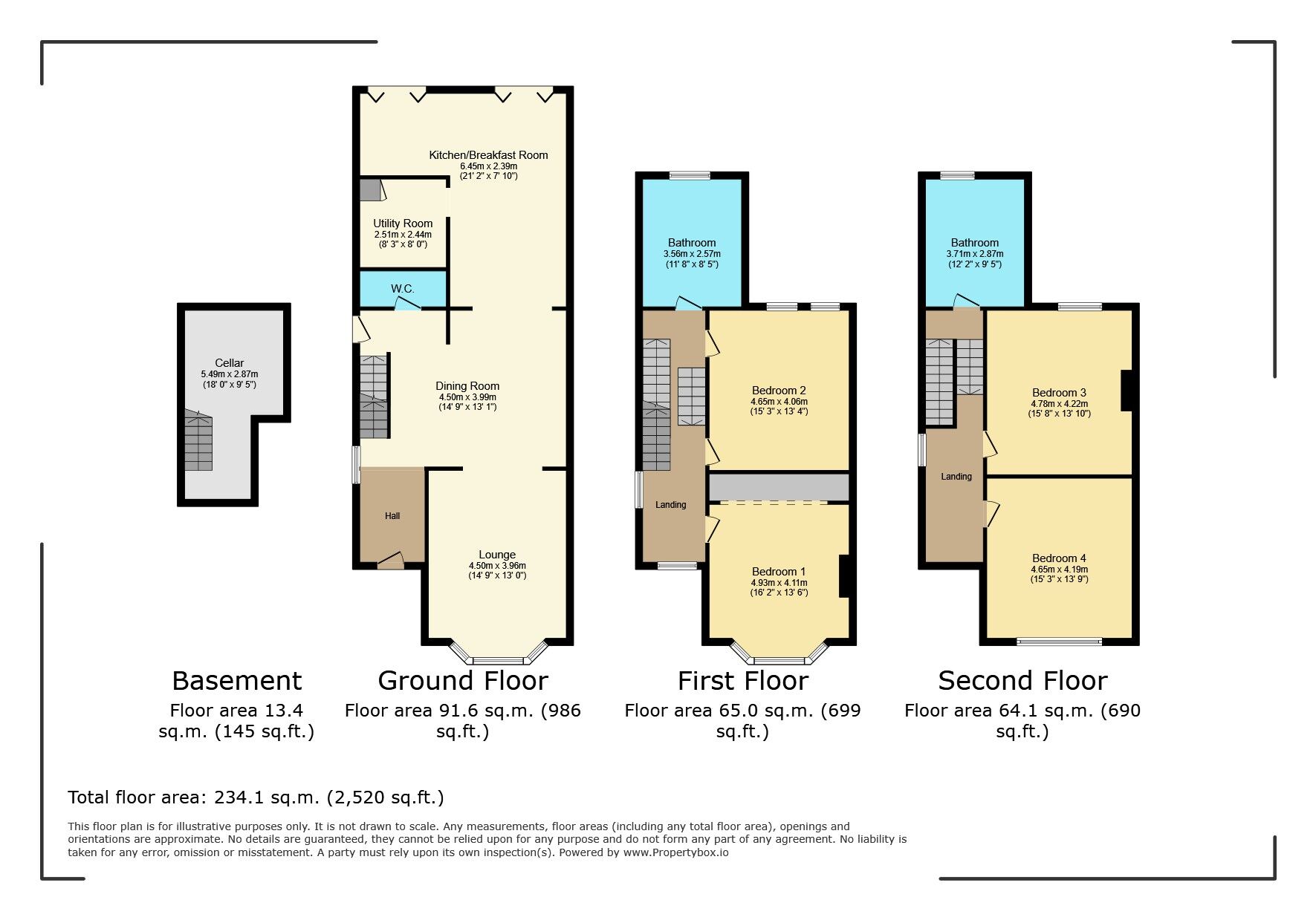 Floorplan of 4 bedroom Semi Detached House for sale, Aldenham Road, Bushey, Hertfordshire, WD23
