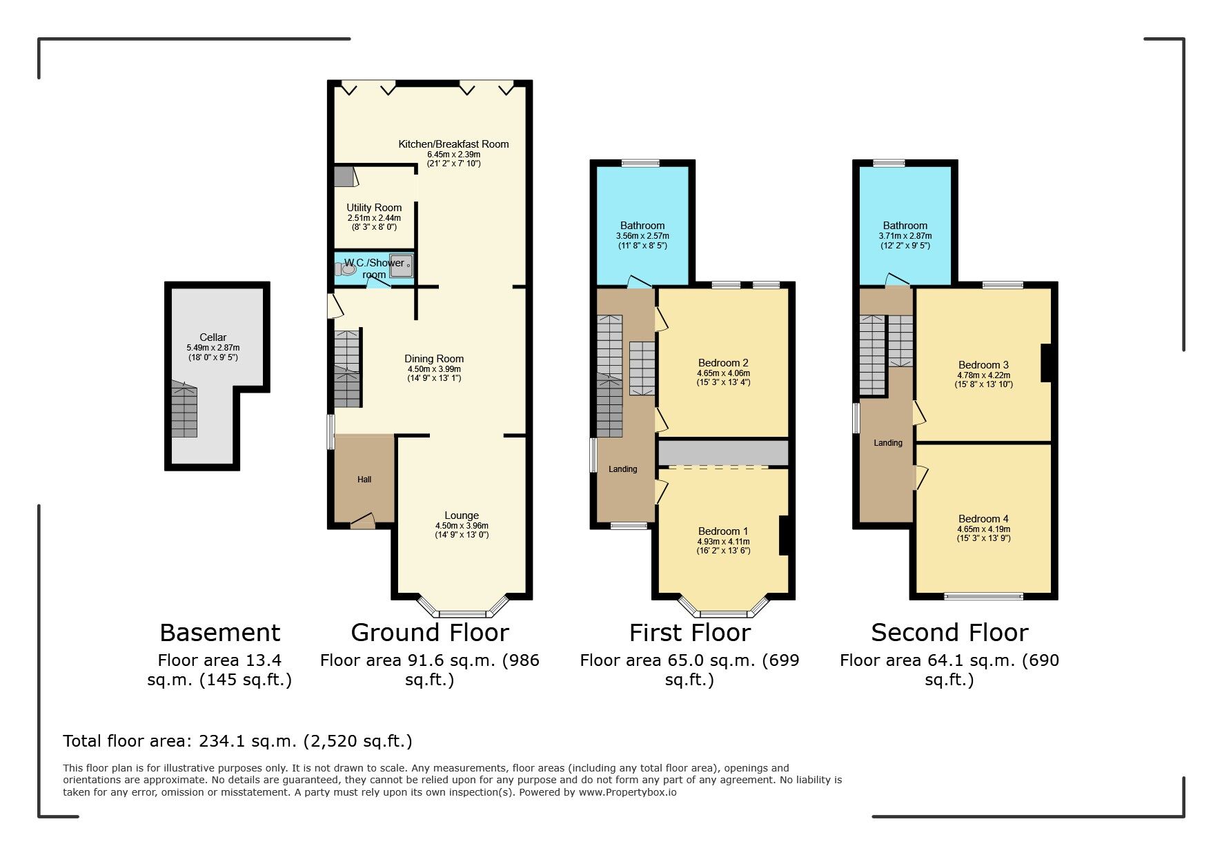 Floorplan of 4 bedroom Semi Detached House for sale, Aldenham Road, Bushey, Hertfordshire, WD23