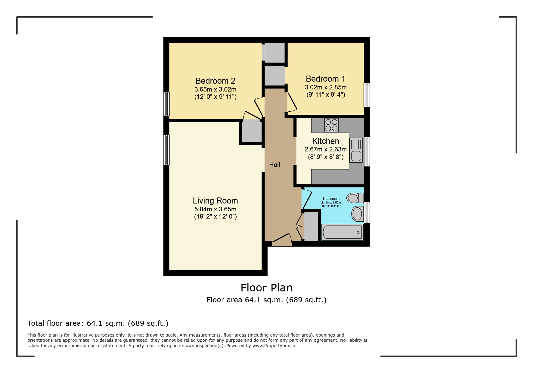 Floorplan of 2 bedroom  Flat for sale, Buttermere Place, Linden Lea, Hertfordshire, WD25