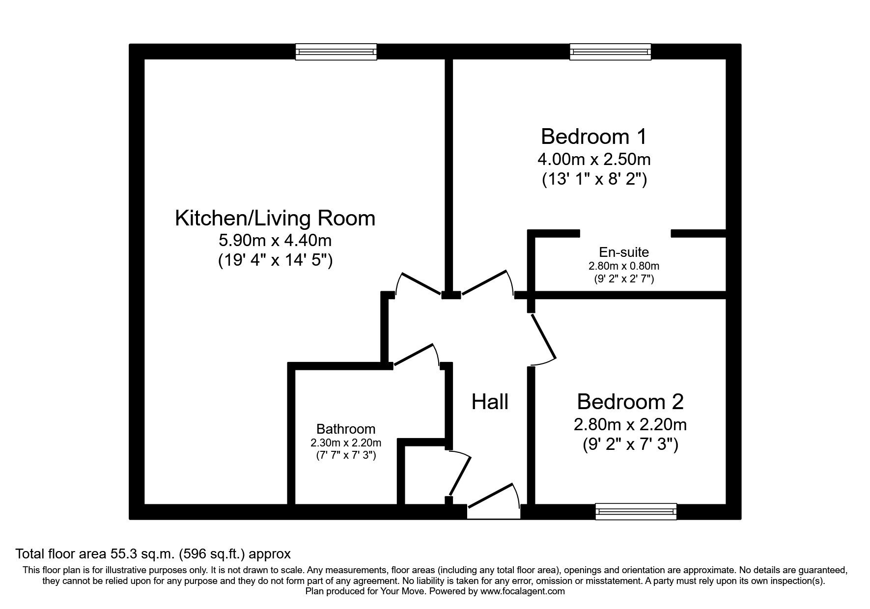 Floorplan of 2 bedroom  Flat for sale, Queens Road, Watford, Hertfordshire, WD17