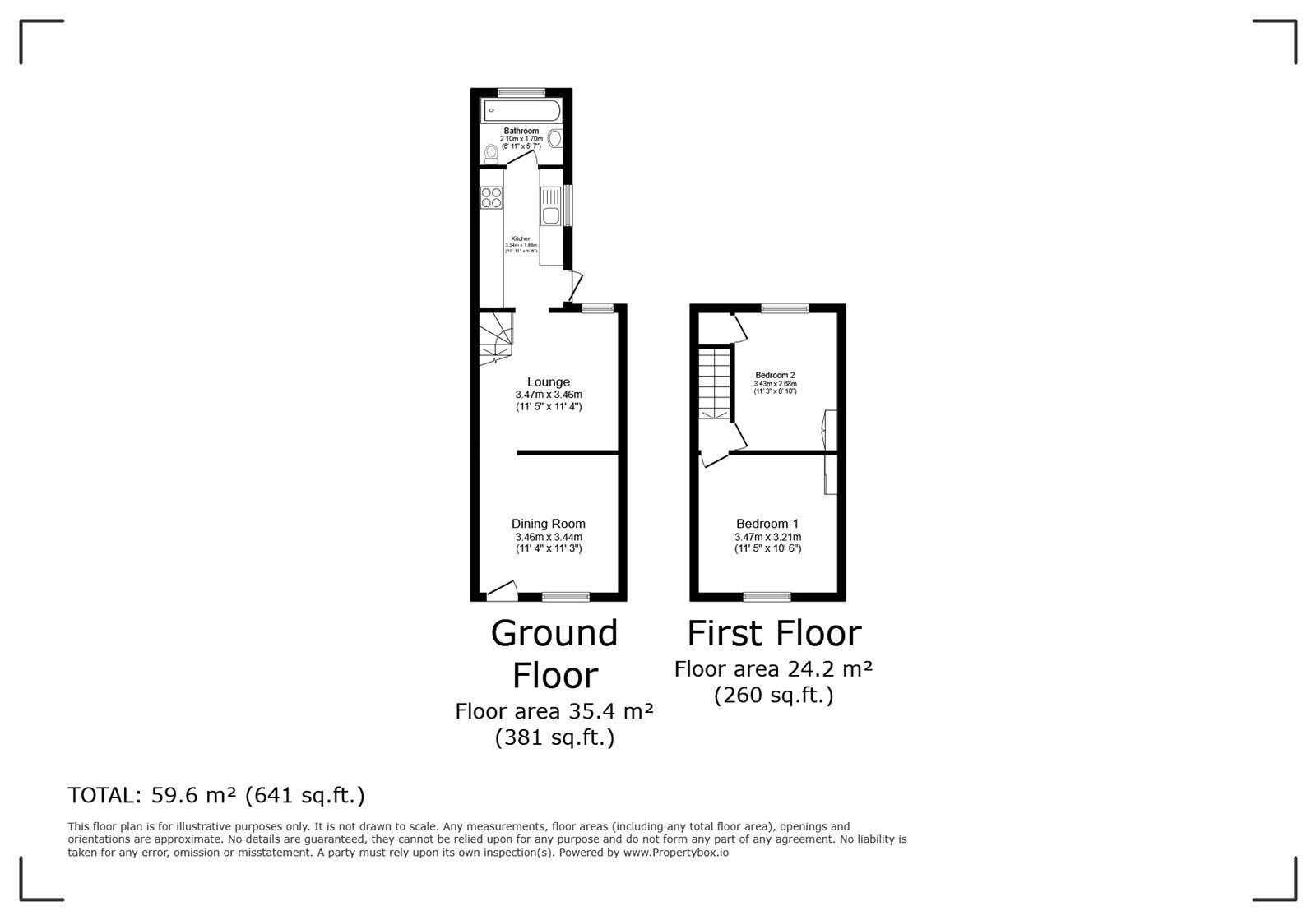 Floorplan of 2 bedroom Mid Terrace House to rent, Queens Road, Watford, Hertfordshire, WD17