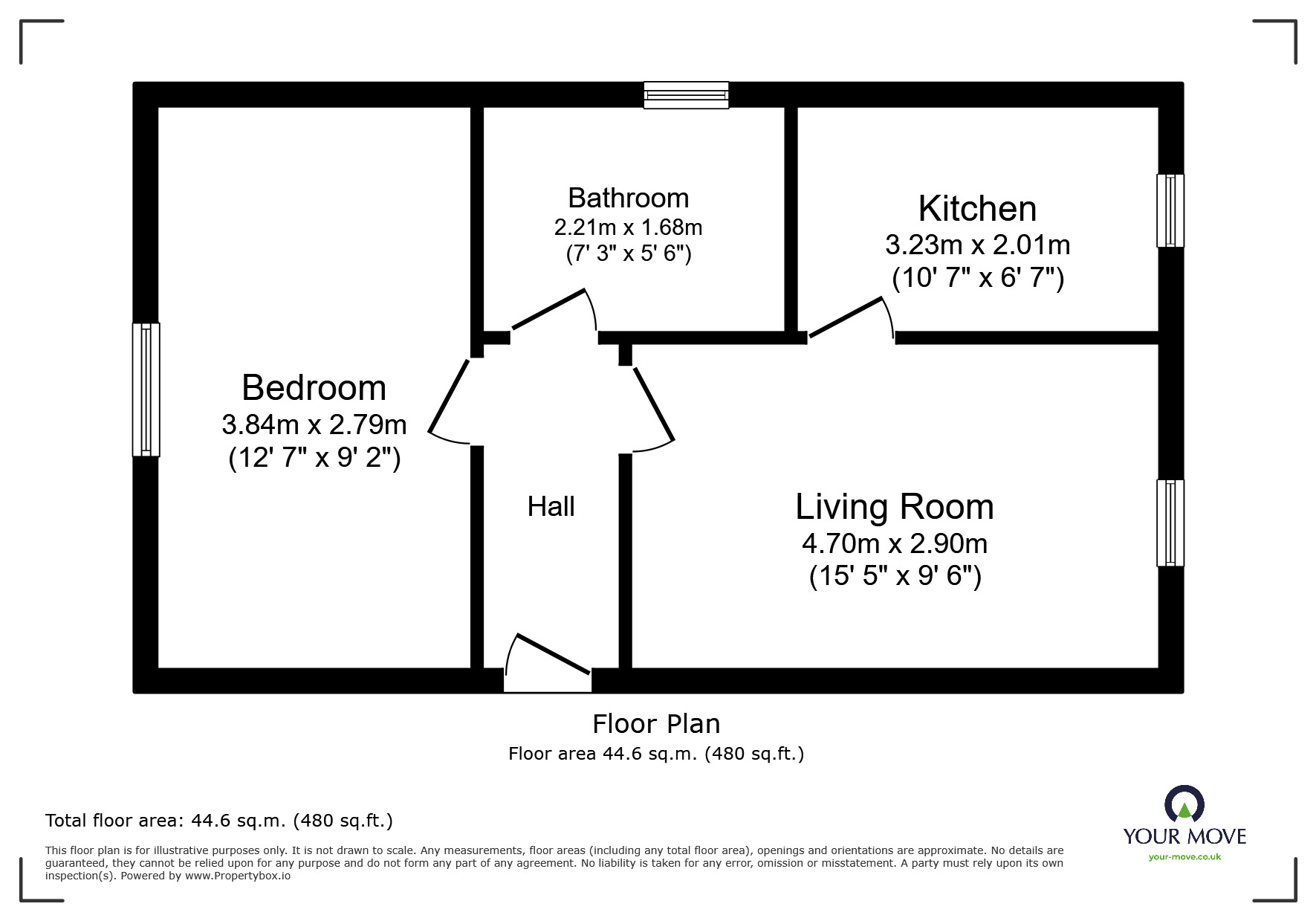 Floorplan of 1 bedroom Flat for sale, Ashby Court, Hemel Hempstead, Hertfordshire, HP2