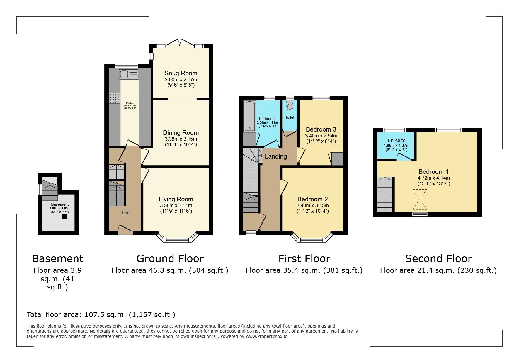 Floorplan of 3 bedroom Mid Terrace House for sale, Bradshaw Road, Watford, Hertfordshire, WD24