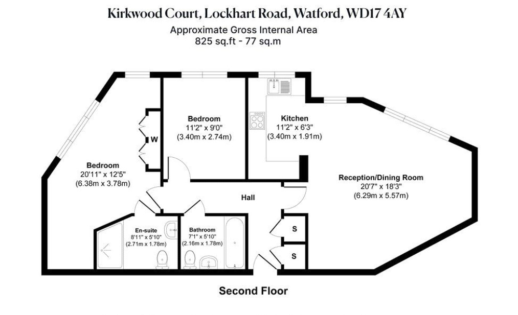 Floorplan of 2 bedroom Flat to rent, Lockhart Road, Watford, Hertfordshire, WD17