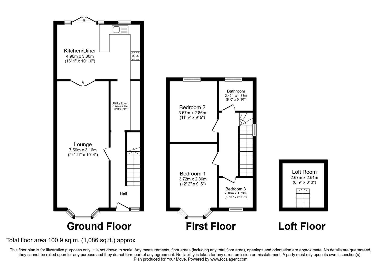 Floorplan of 3 bedroom Semi Detached House to rent, North Western Avenue, Watford, Hertfordshire, WD25