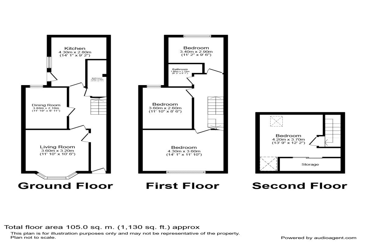 Floorplan of 4 bedroom Mid Terrace House to rent, Vicarage Road, Watford, Hertfordshire, WD18