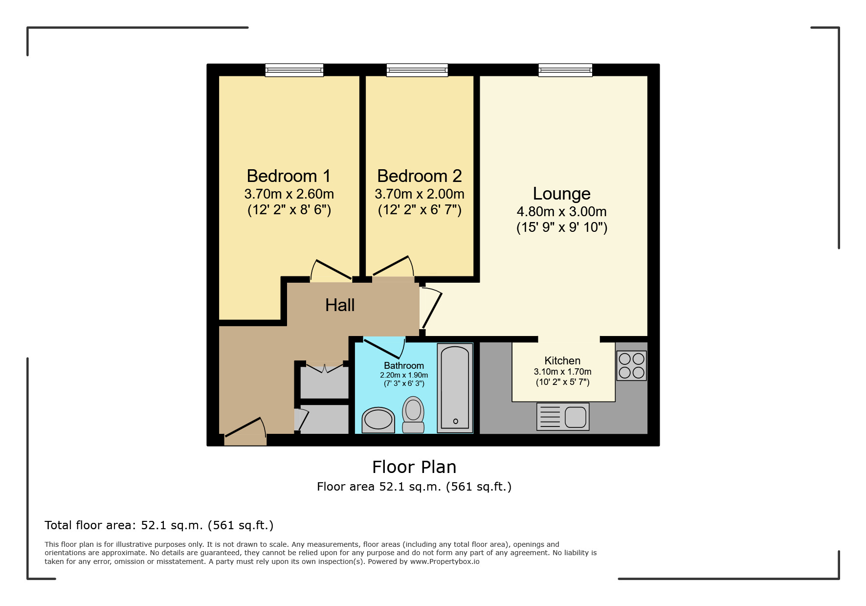 Floorplan of 2 bedroom  Flat for sale, Exeter Close, Watford, Hertfordshire, WD24