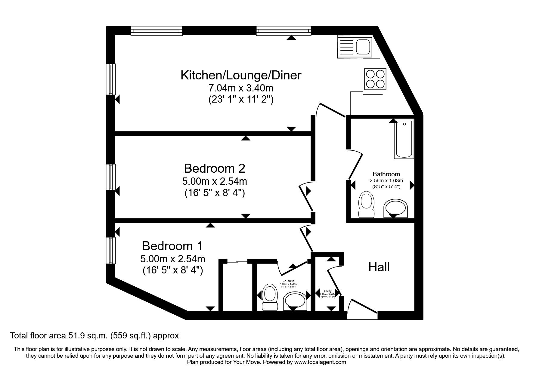 Floorplan of 2 bedroom Flat for sale, Attenborough Court, Owen Square, Hertfordshire, WD19