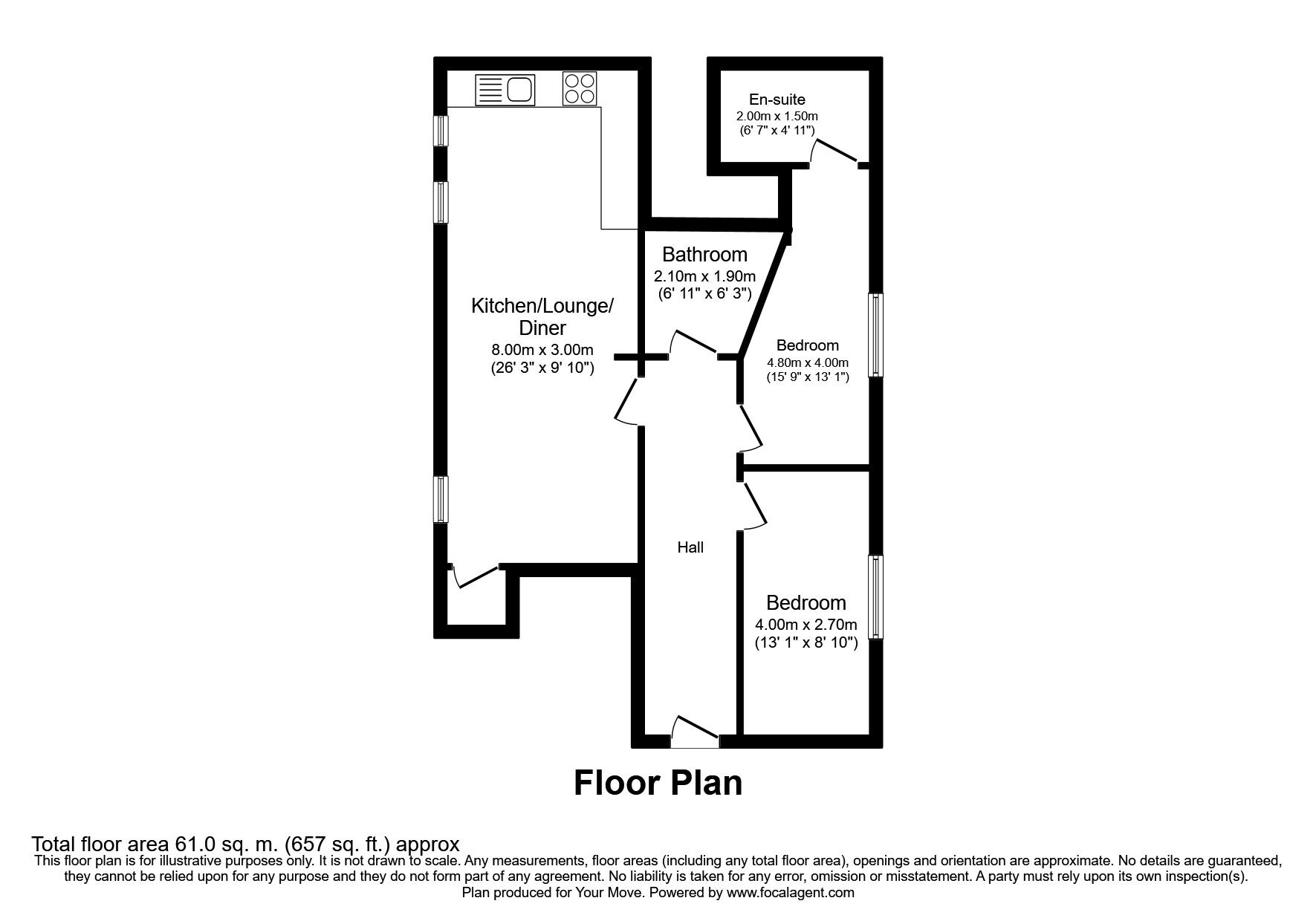 Floorplan of 2 bedroom Flat for sale, Attenborough Court, Owen Square, Hertfordshire, WD19