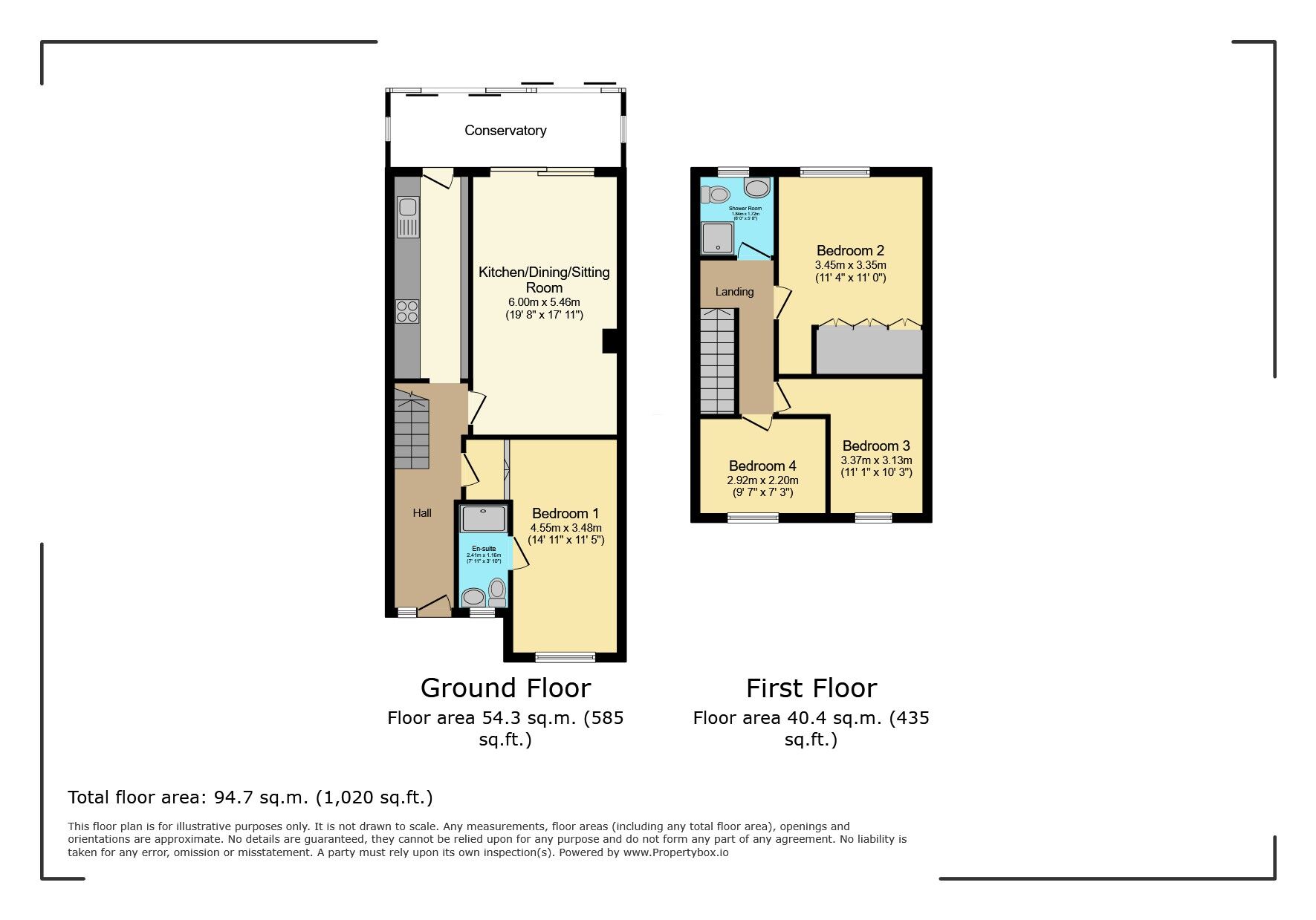 Floorplan of 4 bedroom Mid Terrace House for sale, Claremont, Bricket Wood, Hertfordshire, AL2