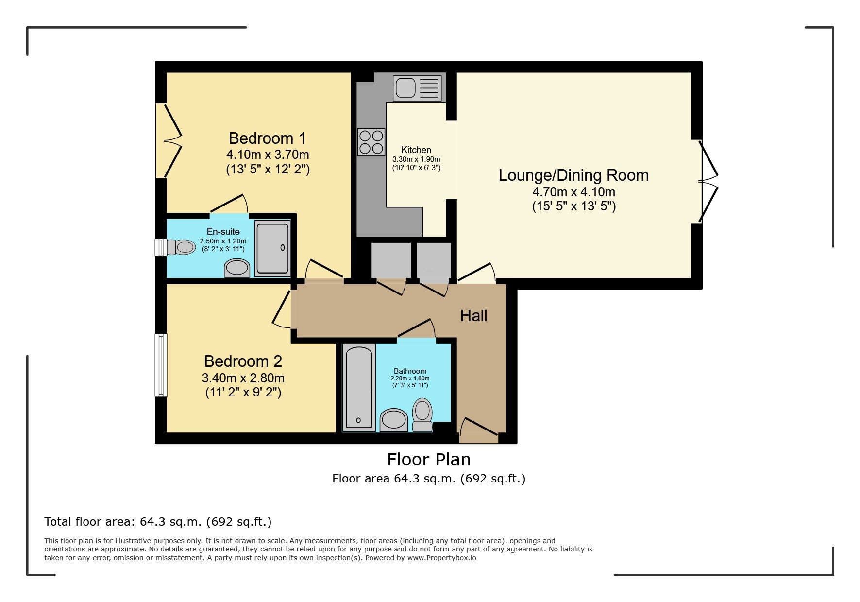 Floorplan of 2 bedroom Flat for sale, Raven Close, Watford, Hertfordshire, WD18