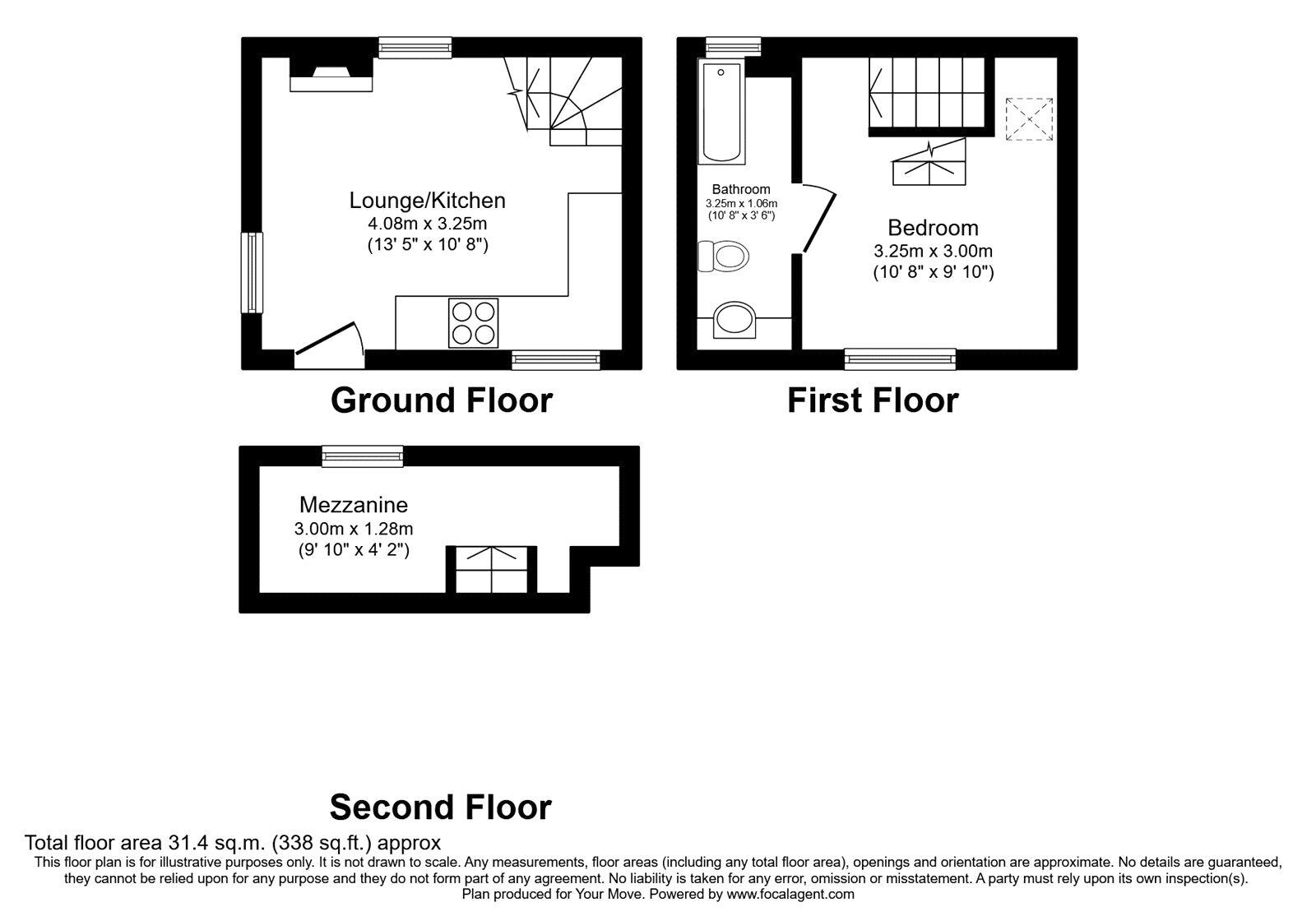 Floorplan of 1 bedroom Semi Detached House to rent, Austins Place, Hemel Hempstead, Hertfordshire, HP2